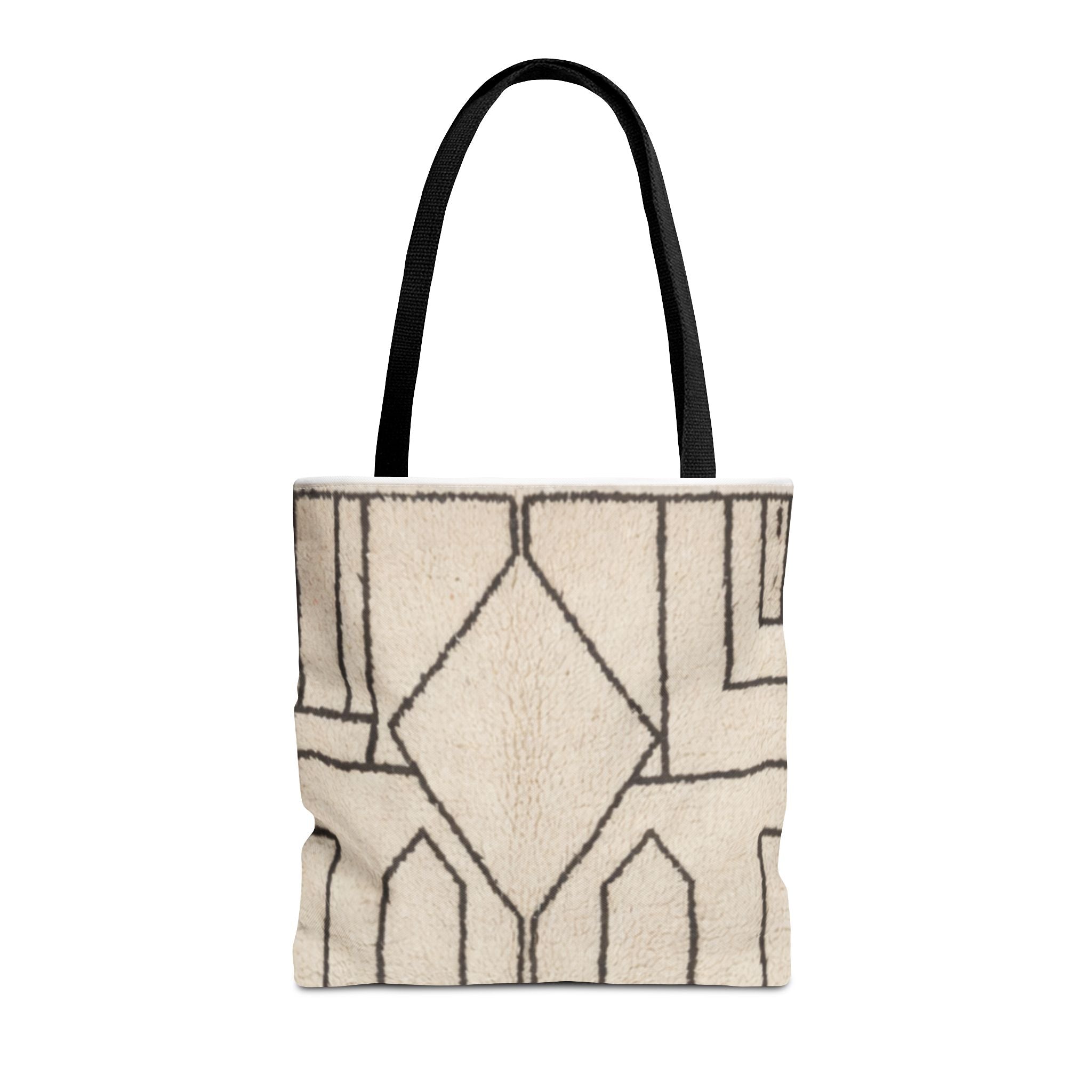 Neutral Geometric Diamond Pattern Tote Bag | Minimal Line Art