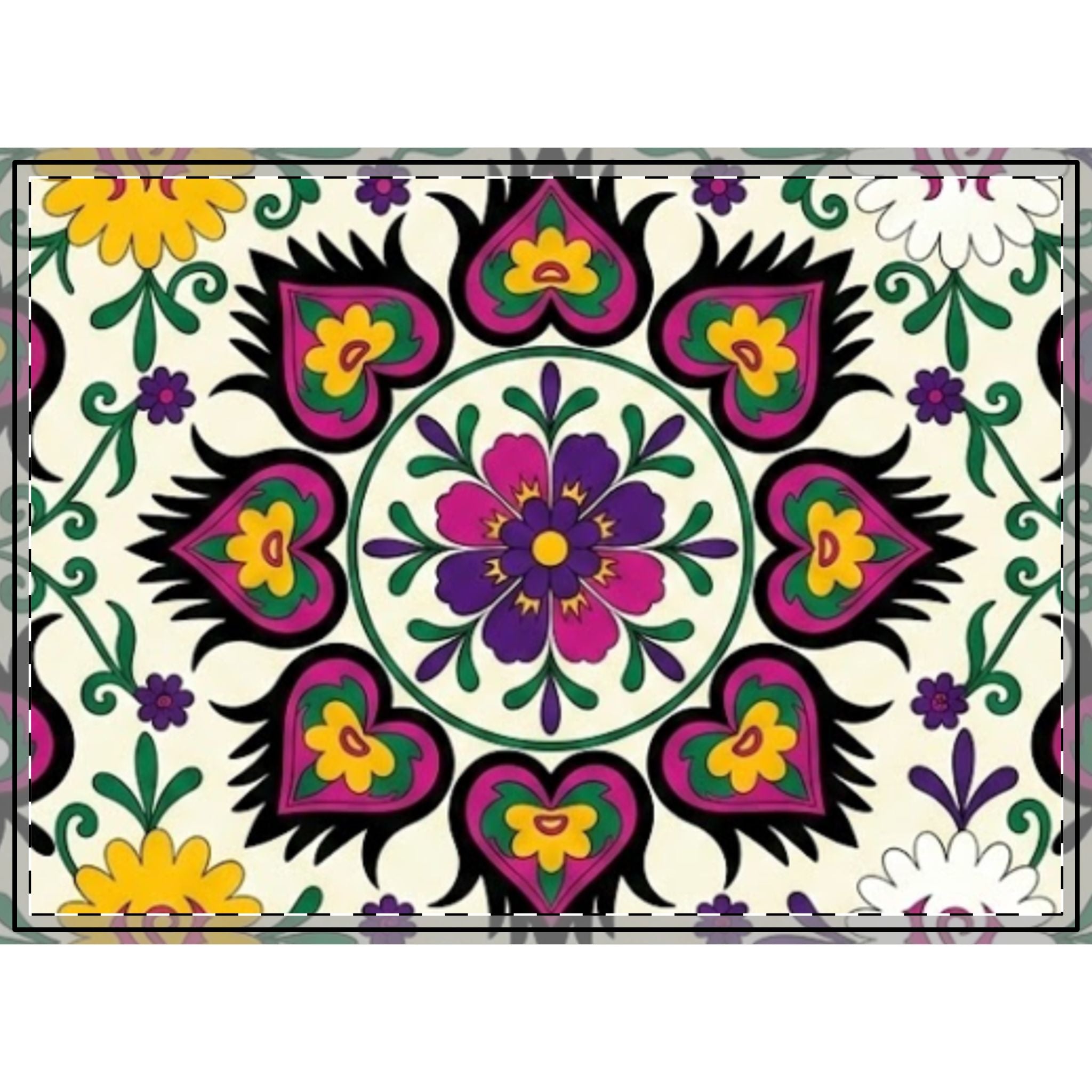 Floral Mandala Woven Wall Tapestry | Boho Floral Pattern