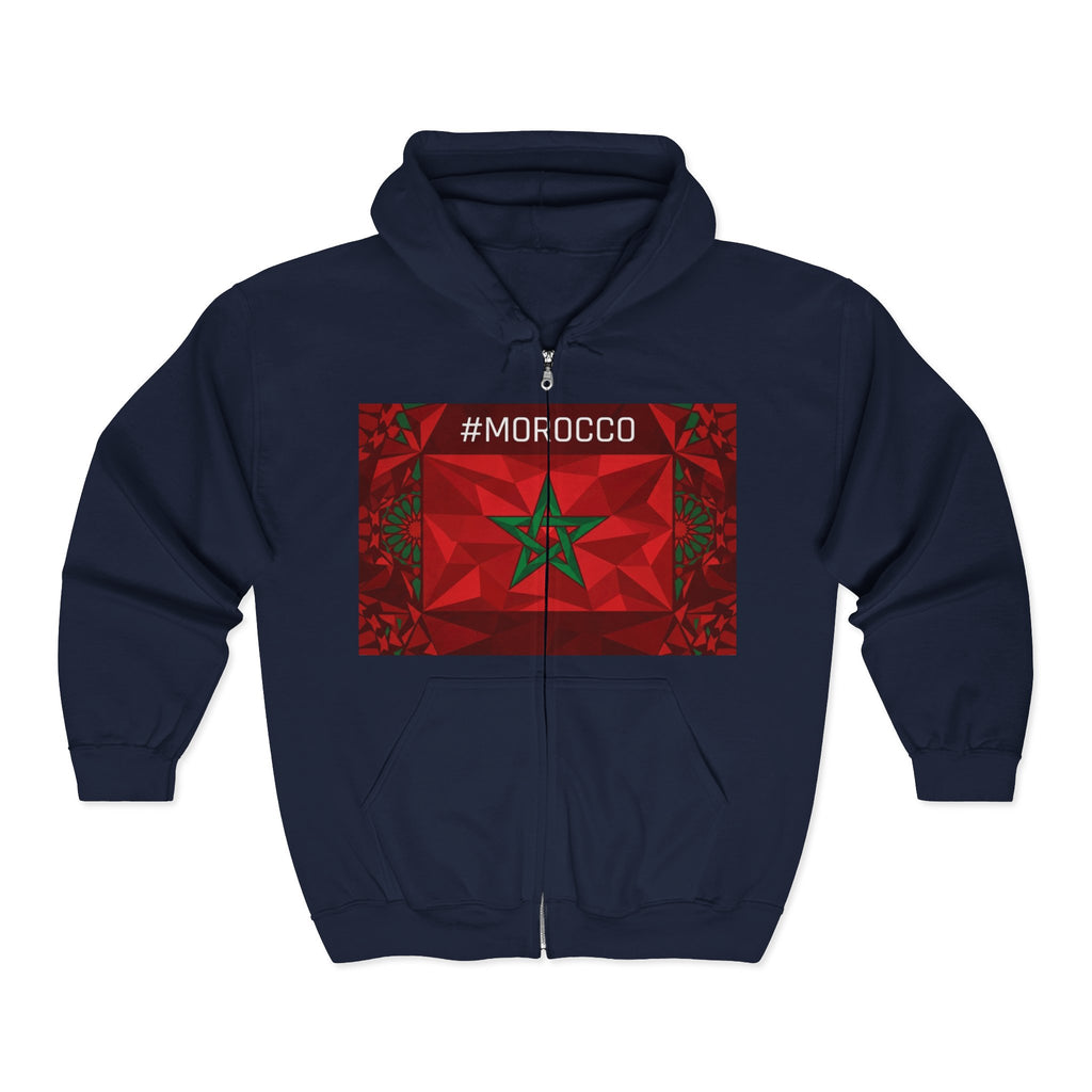 Morocco Flag Zip Hoodie | Moroccan Flag Zipper Pull