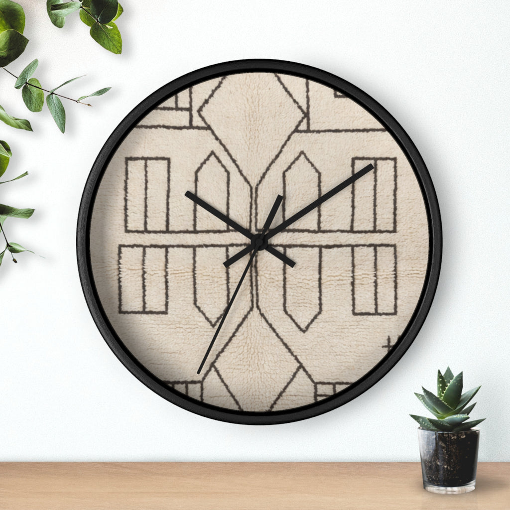 Geometric Line Moroccan Pattern Wall Clock | Neutral Modern Home Decor