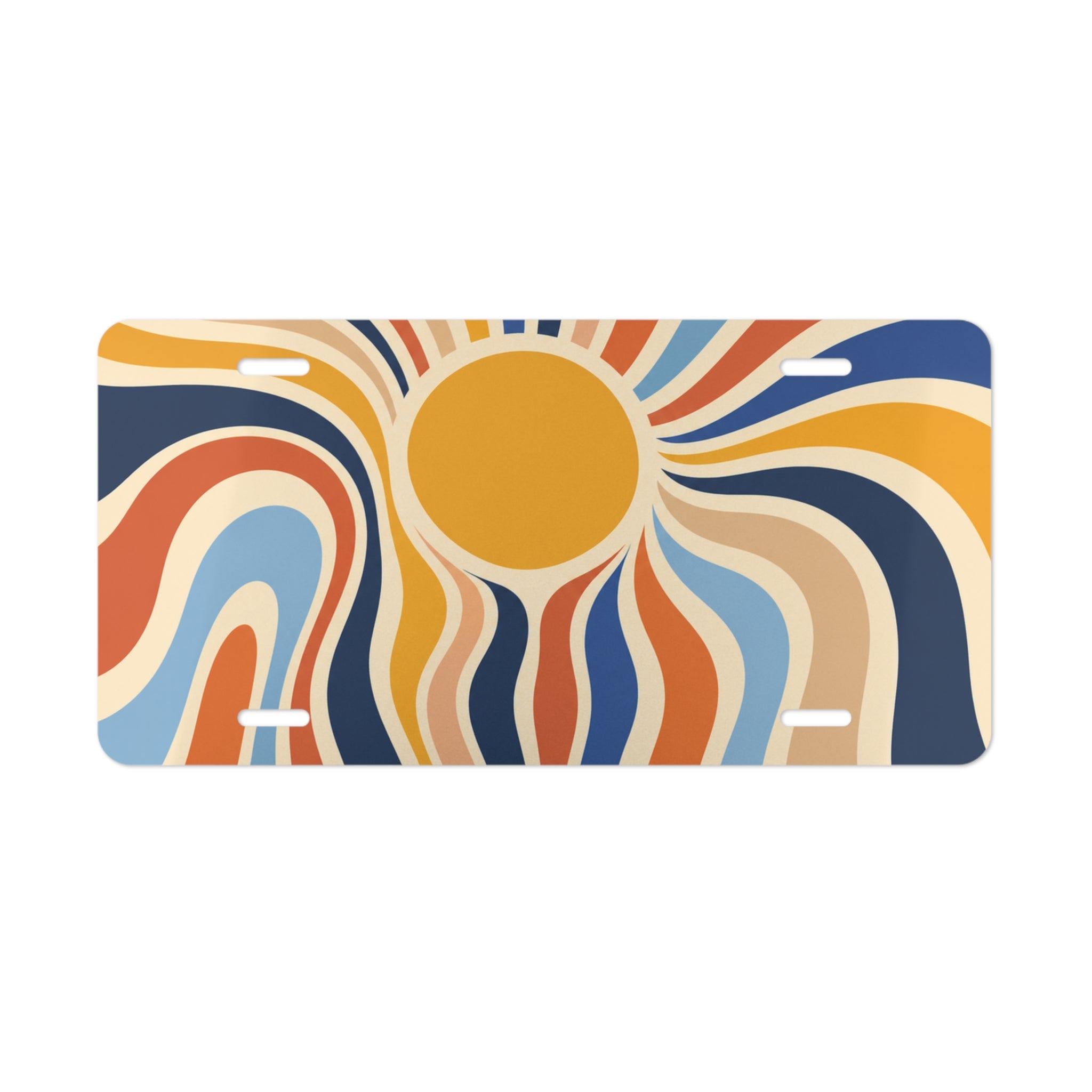 Retro Sunburst Vanity Plate | Boho License Plate, Colorful Waves
