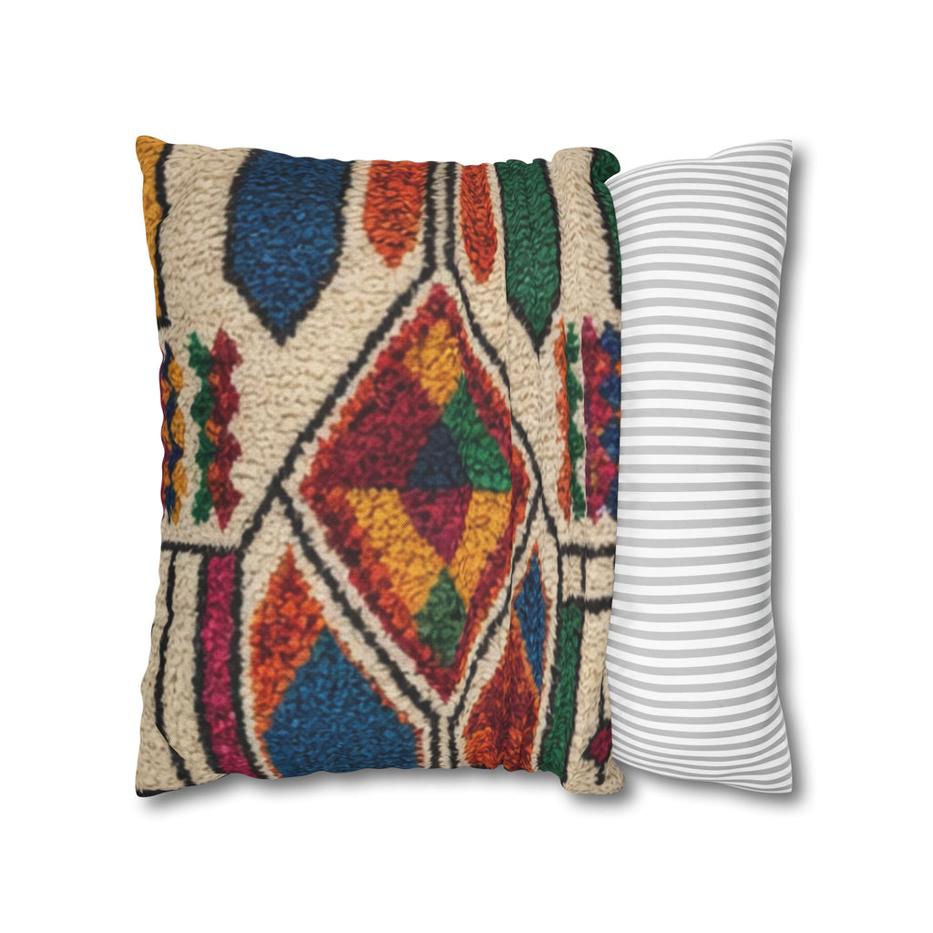 Moroccan Kilim Pattern Pillowcase Spun Polyester Square Pillowcase | Boho Geometric Throw