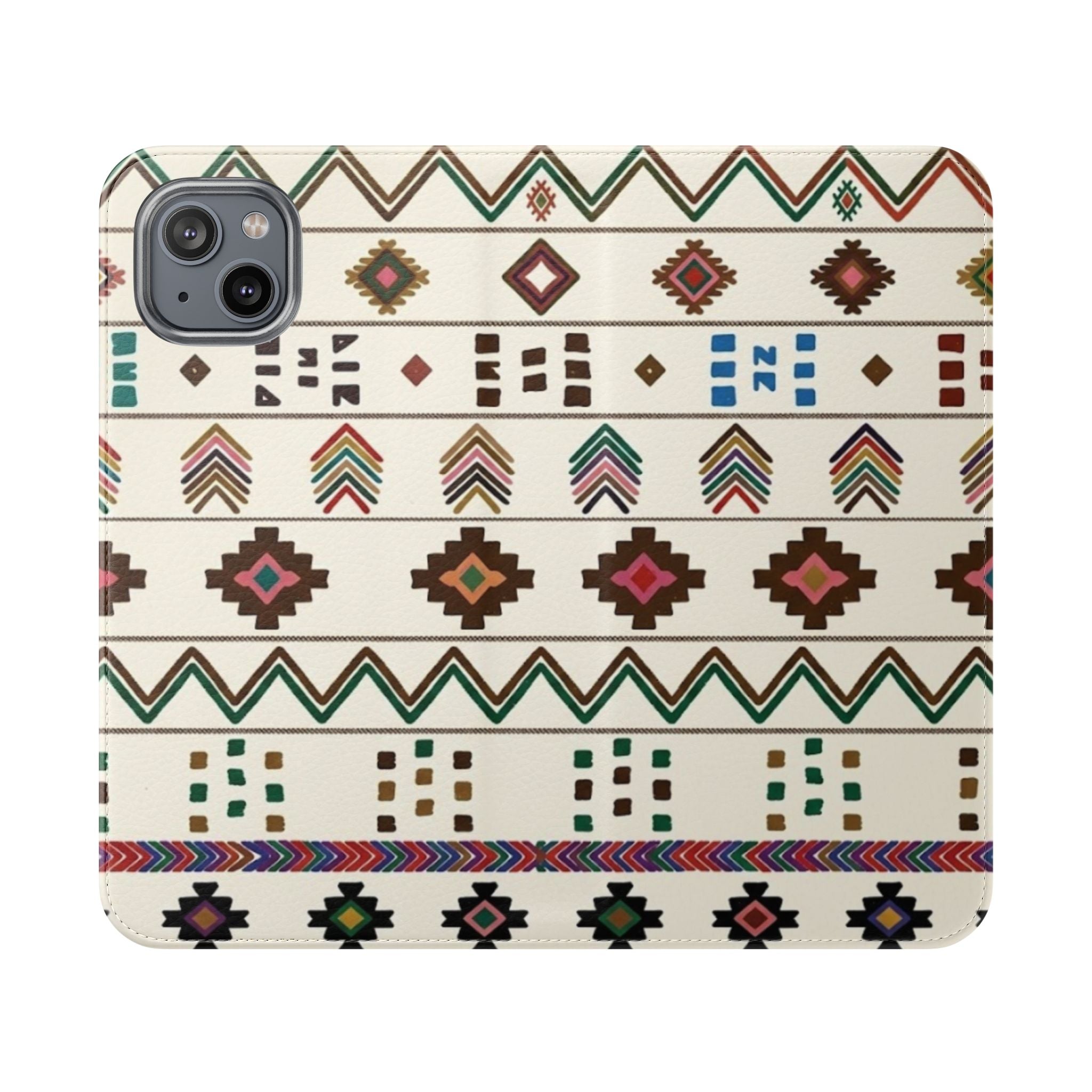 Southwestern Aztec Pattern Flip Case | Tribal Phone Wallet, Card Slots