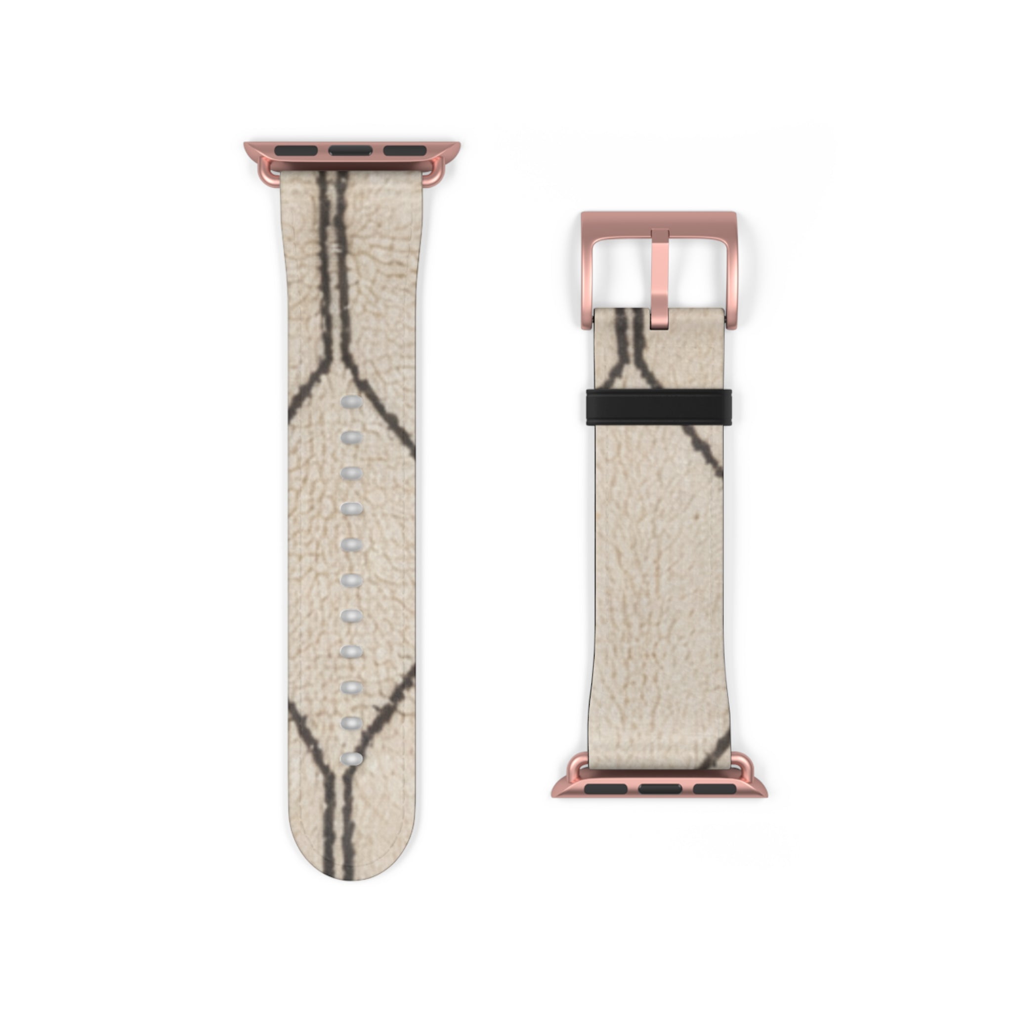 Beige Geometric Moroccan Pattern Watch Band | Neutral Minimalist Leather Look