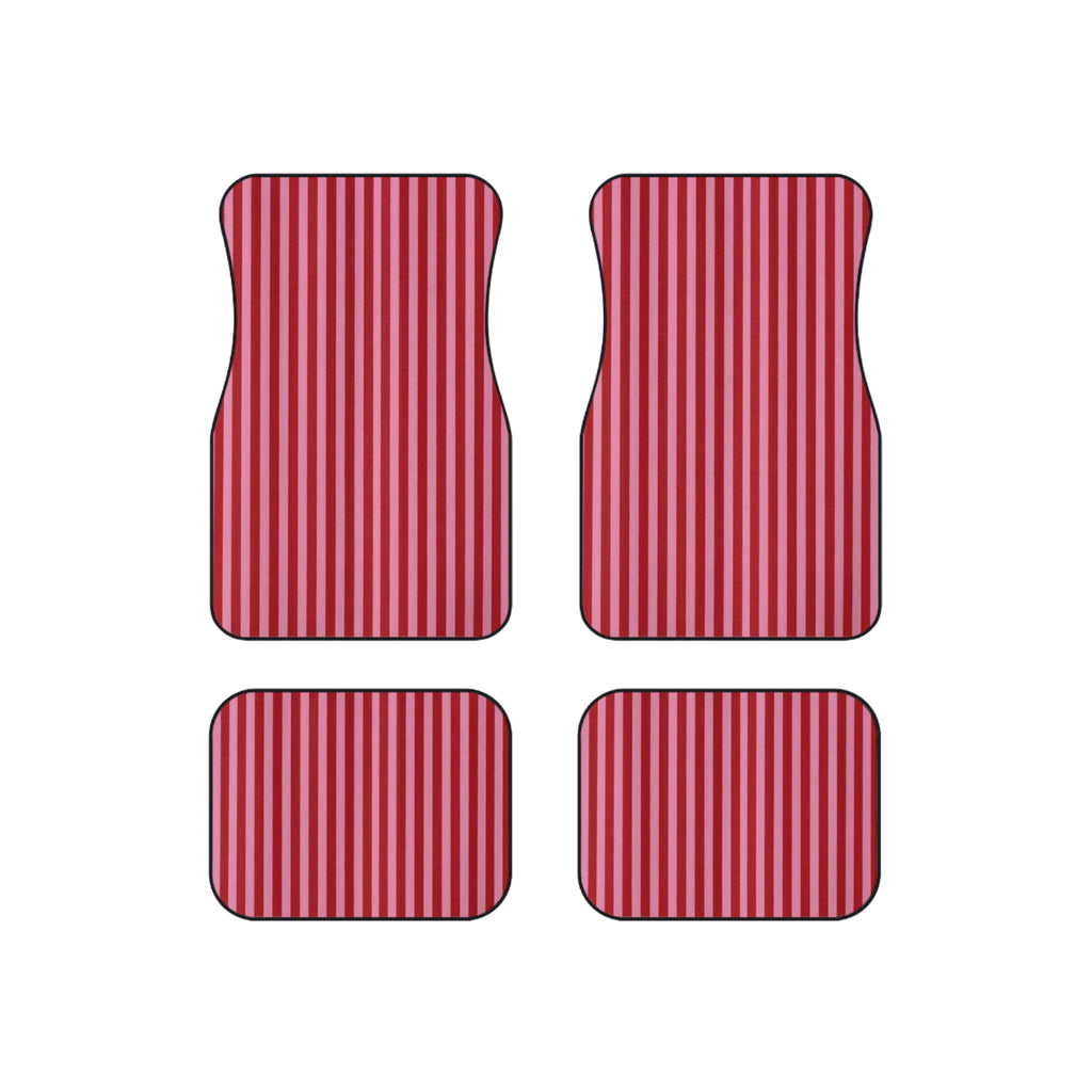 Red and Pink Stripe Car Floor Mats, Car Interiors Decoration | Gifts for Women Drivers