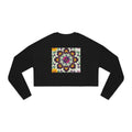 Floral Mandala Tile Cropped Sweatshirt | Boho Flower Pattern