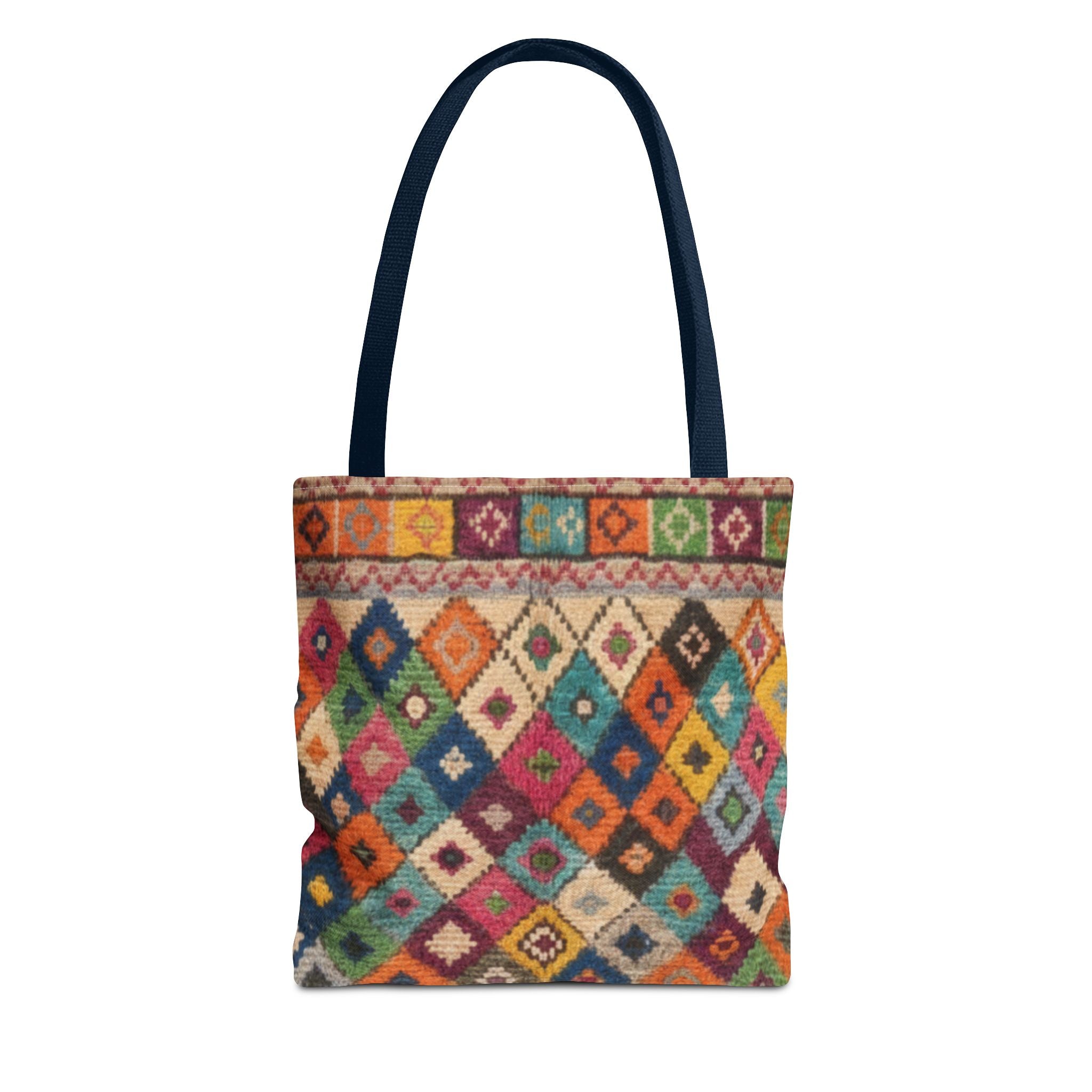 Colorful Kilim Diamond Pattern Tote Bag | Boho Tribal Aztec Shopper