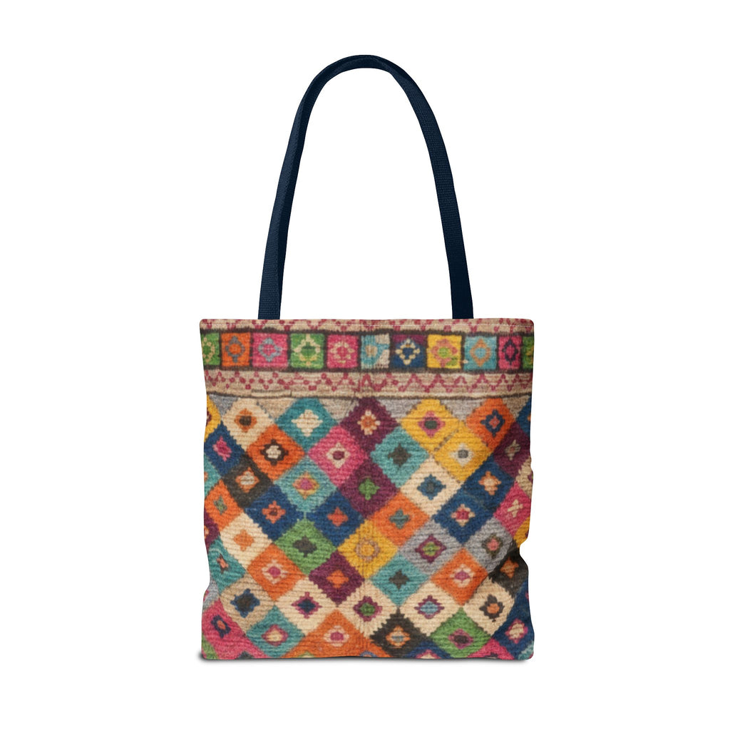 Colorful Kilim Diamond Pattern Tote Bag | Boho Tribal Aztec Shopper