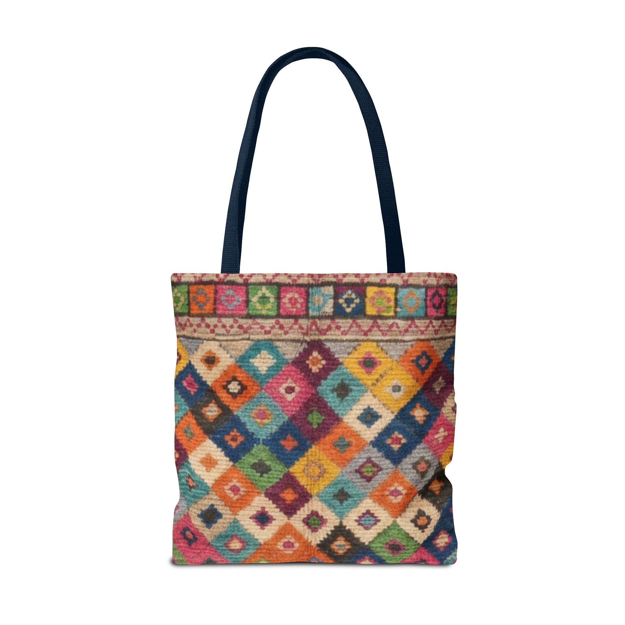 Colorful Kilim Diamond Pattern Tote Bag | Boho Tribal Aztec Shopper
