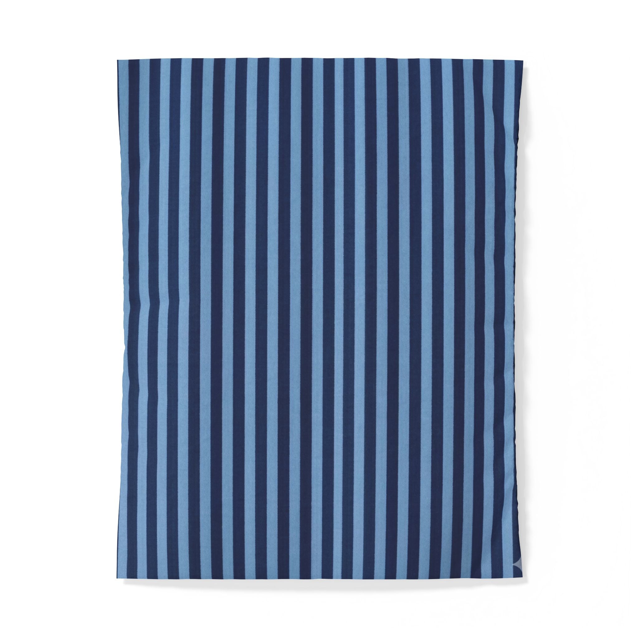 Navy Blue and Sky Stripe Cotton Duvet Cover