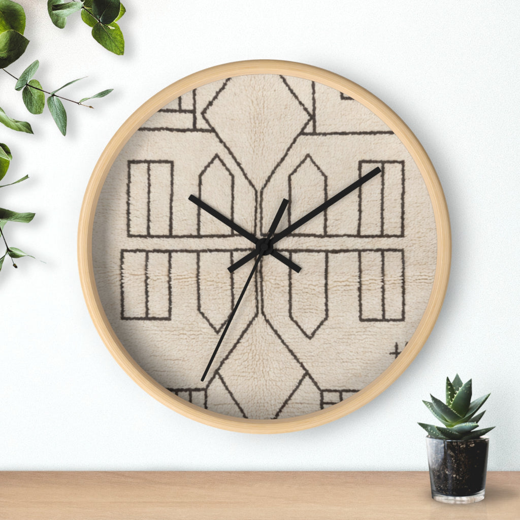 Geometric Line Moroccan Pattern Wall Clock | Neutral Modern Home Decor