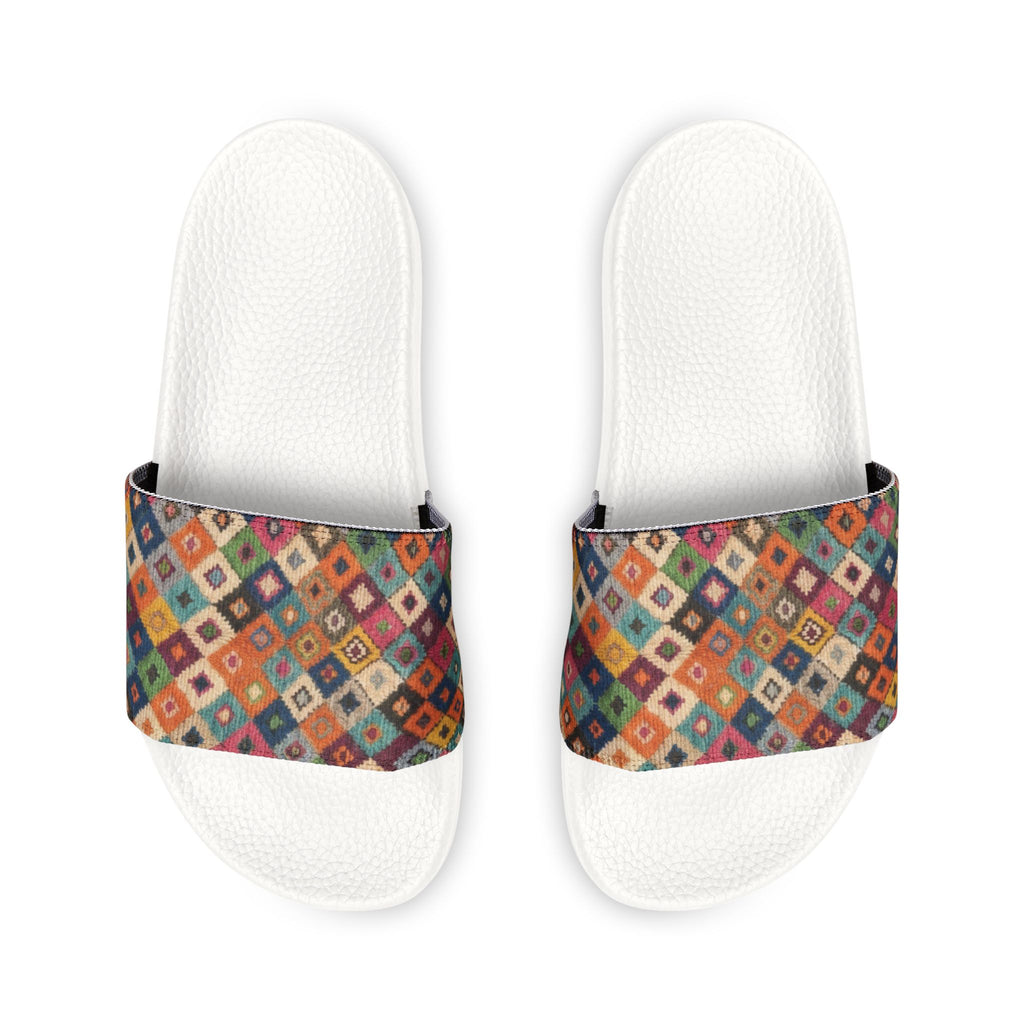 Colorful Kilim Diamond Pattern Slide Sandals | Women's Removable-Strap Sandals