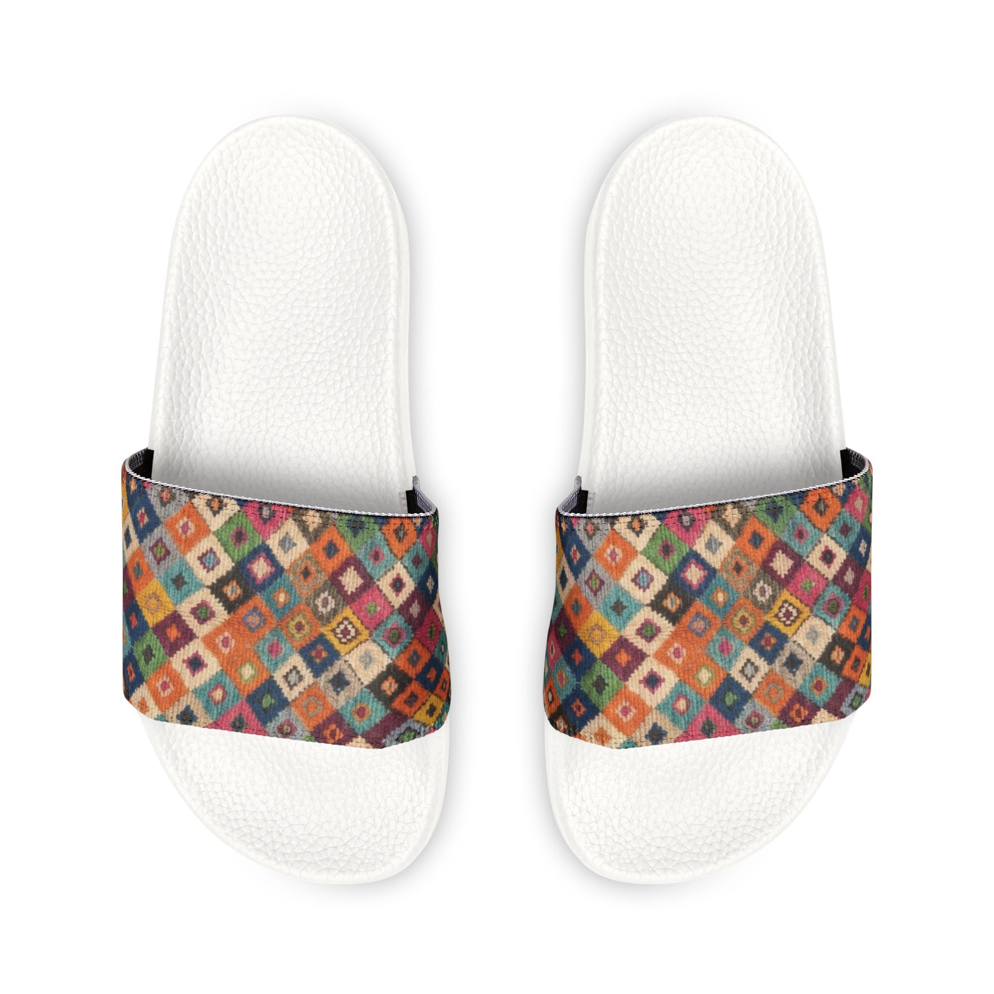 Colorful Kilim Diamond Pattern Slide Sandals | Women's Removable-Strap Sandals