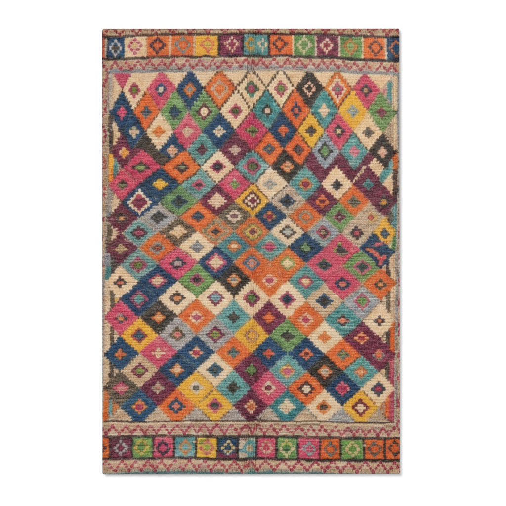 Colorful Geometric Diamond Pattern Area Rug | Moroccan Rug Berber Style