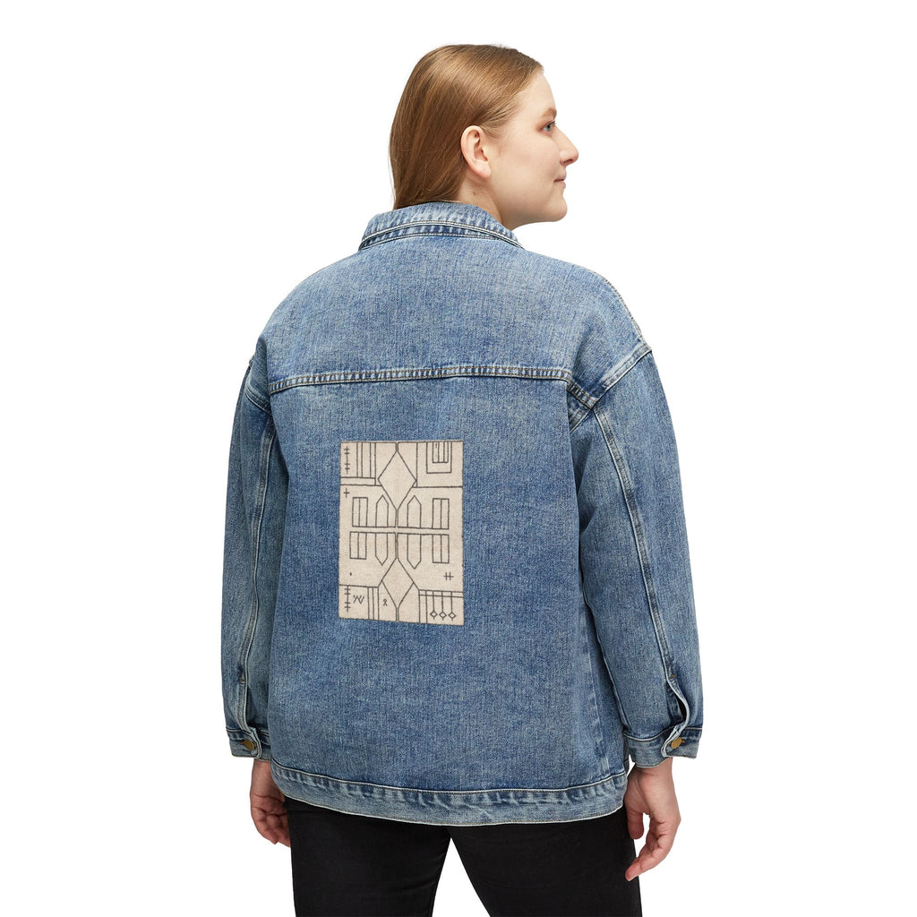 Geometric Line Art Denim Jacket | Abstract Back Patch