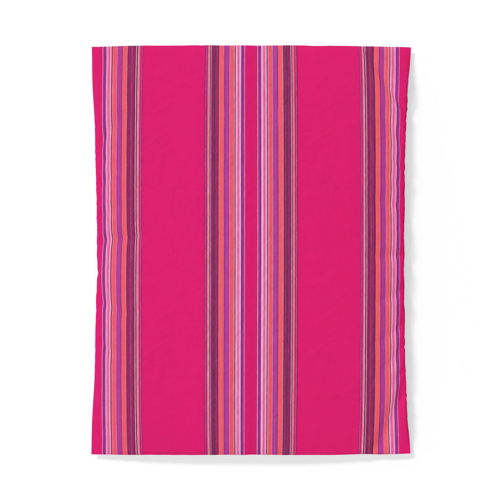 Pink Striped Cotton Duvet Cover | Bright Vertical Stripe Bedding