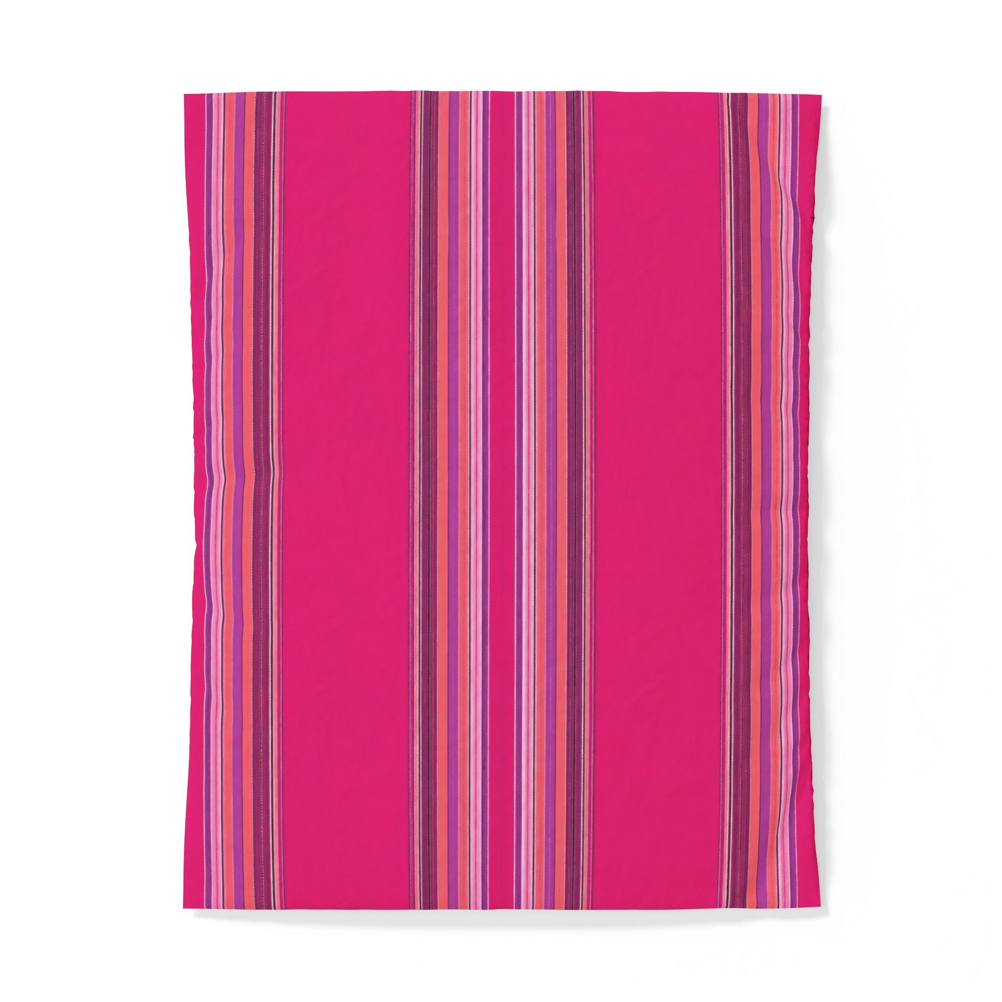Pink Striped Cotton Duvet Cover | Bright Vertical Stripe Bedding