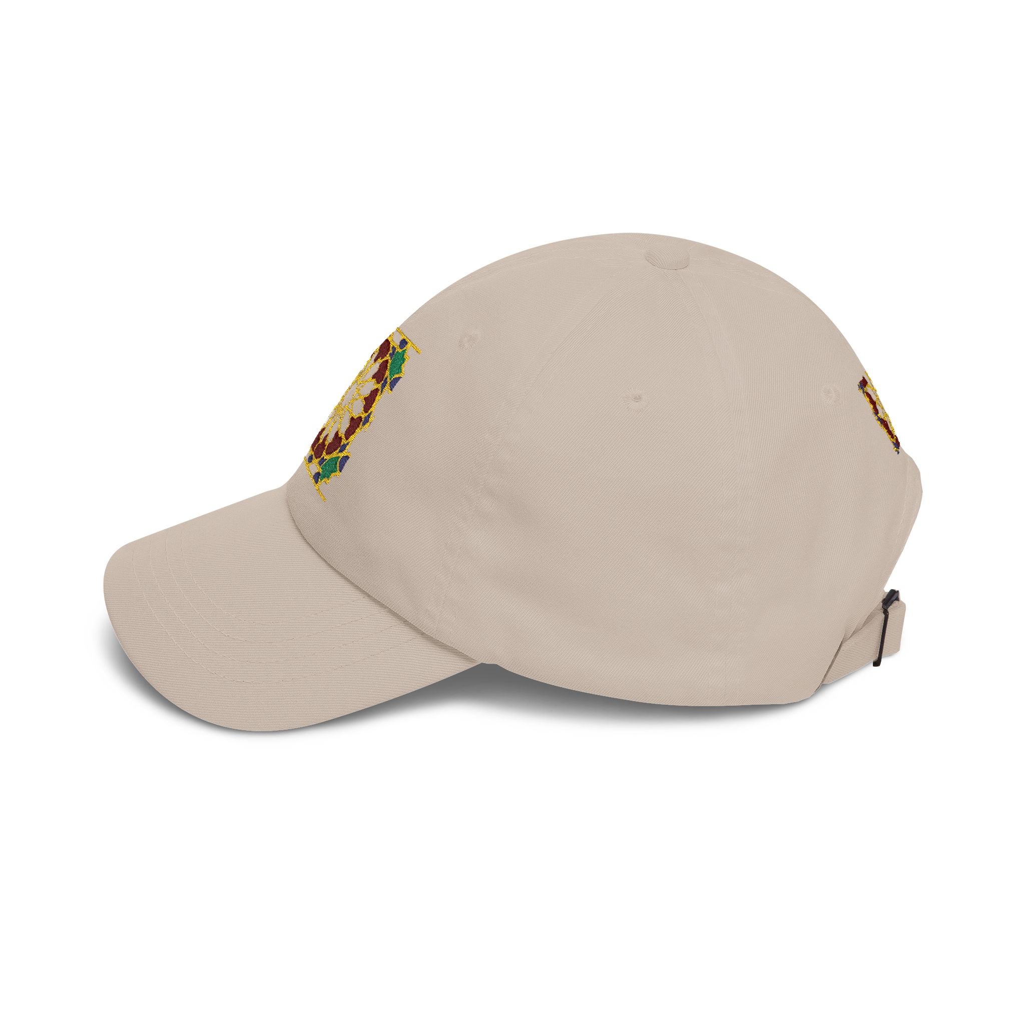 Floral Moroccan Mosaic Embroidered Dad Cap | White Cotton Baseball Hat
