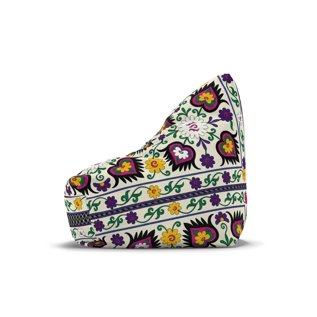 Floral Tile Pattern Bean Bag Chair Cover | Purple Yellow Green Boho