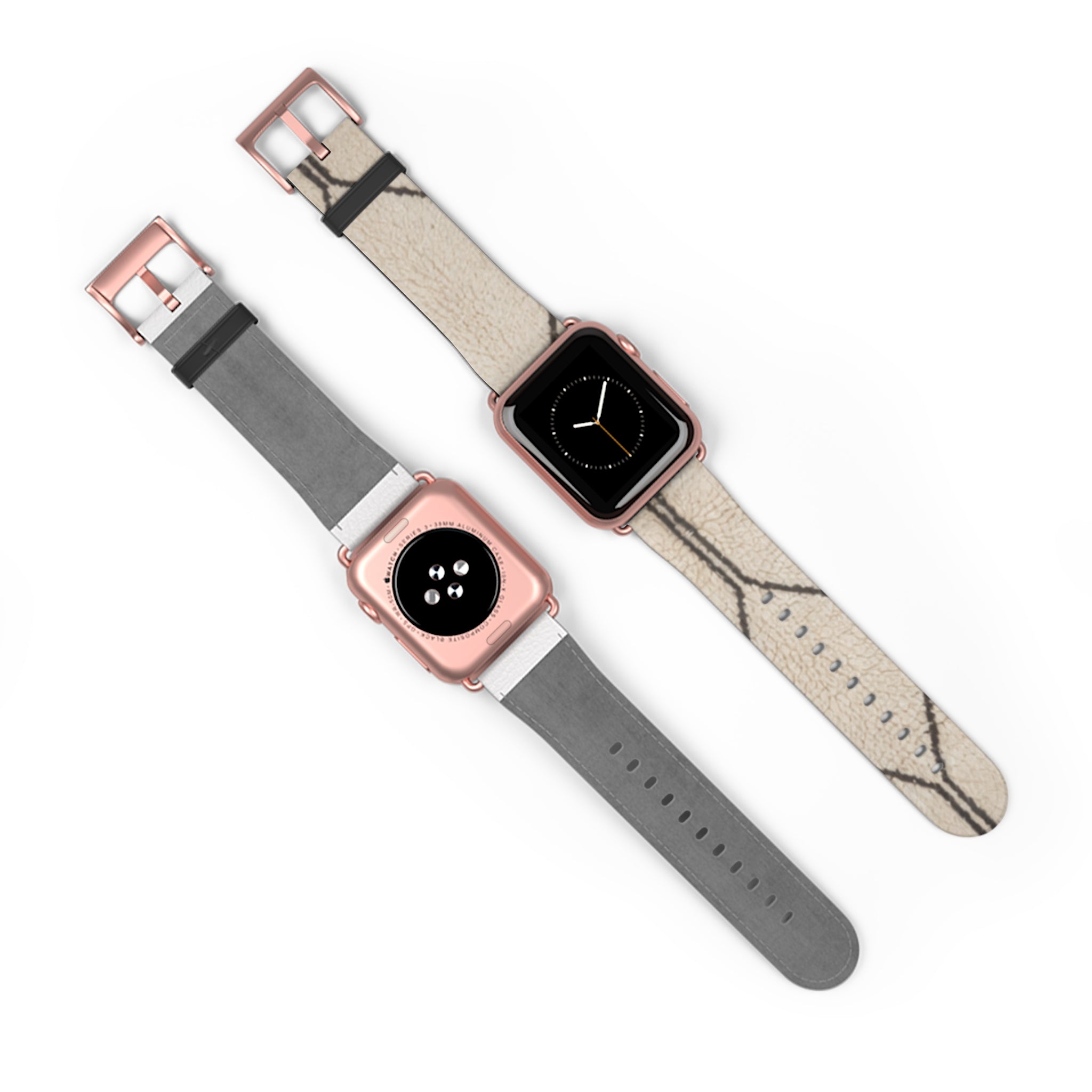 Beige Geometric Moroccan Pattern Watch Band | Neutral Minimalist Leather Look