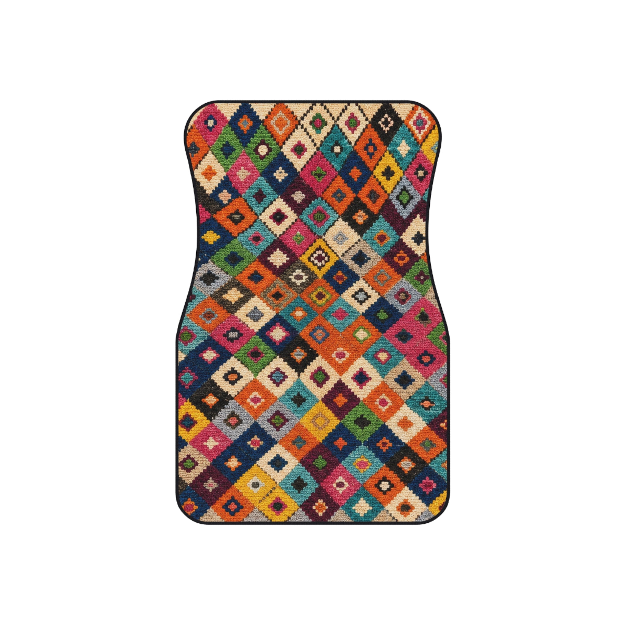 Colorful Kilim Diamond Pattern Car Mats | Set of 4