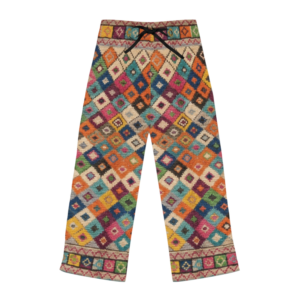 Colorful Diamond Quilt Moroccan Pattern Pants | Boho Geometric Lounge