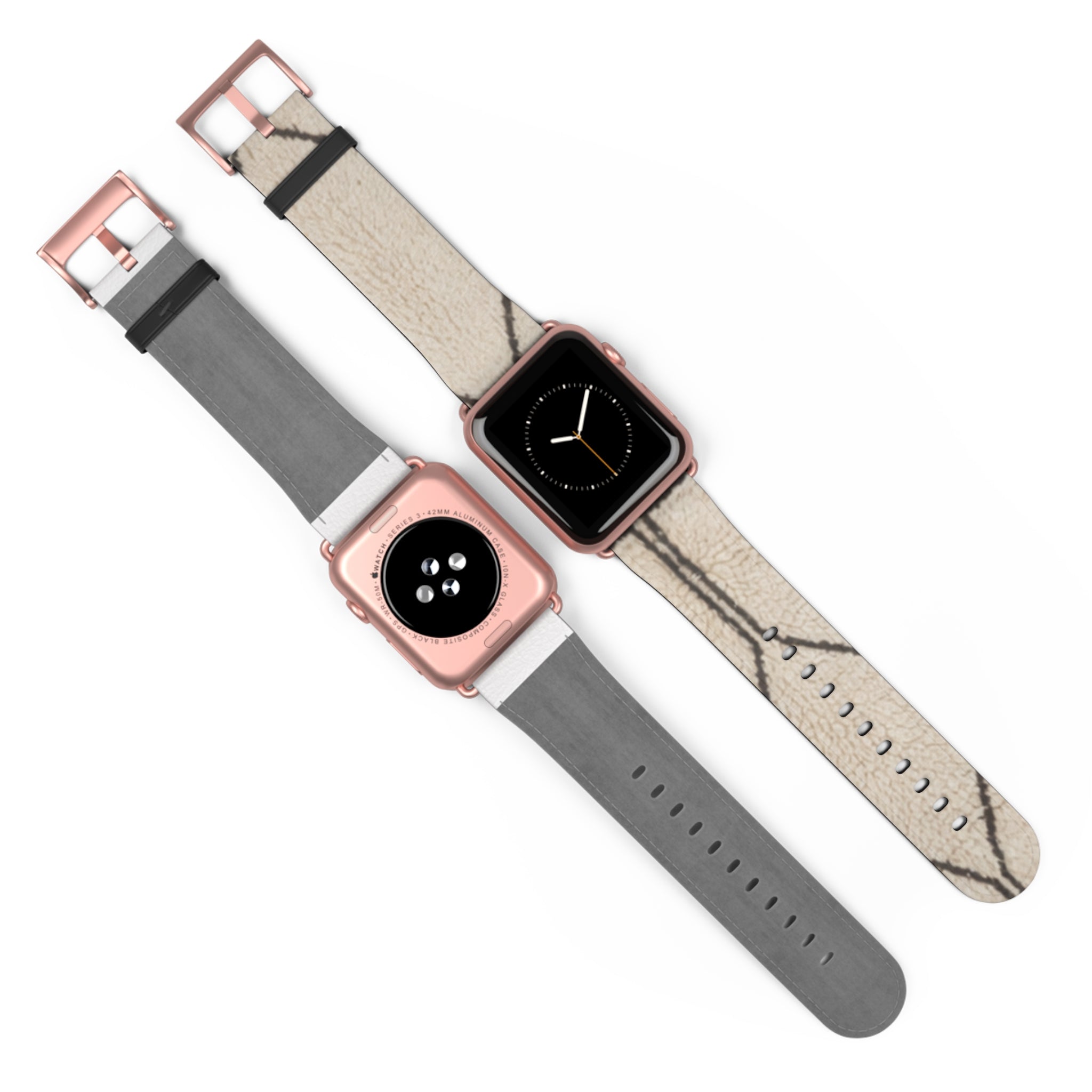 Beige Geometric Moroccan Pattern Watch Band | Neutral Minimalist Leather Look