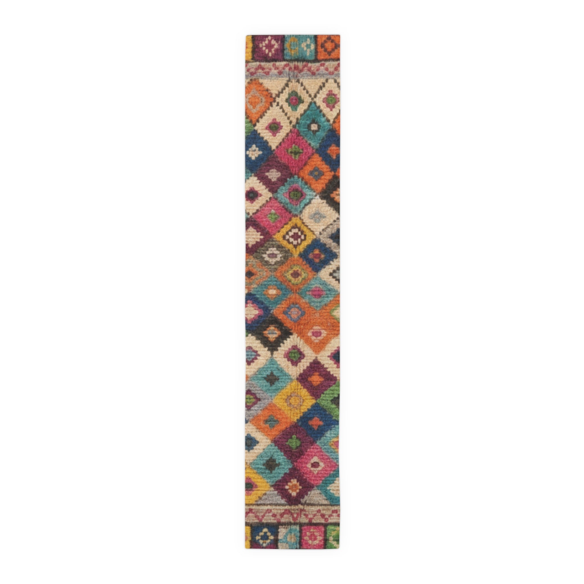Colorful Kilim Diamond Pattern Table Runner | Cotton Poly