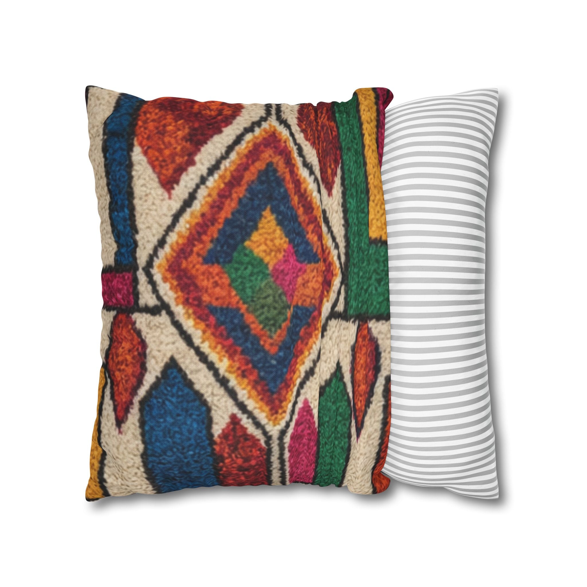 Moroccan Kilim Pattern Pillowcase Spun Polyester Square Pillowcase | Boho Geometric Throw