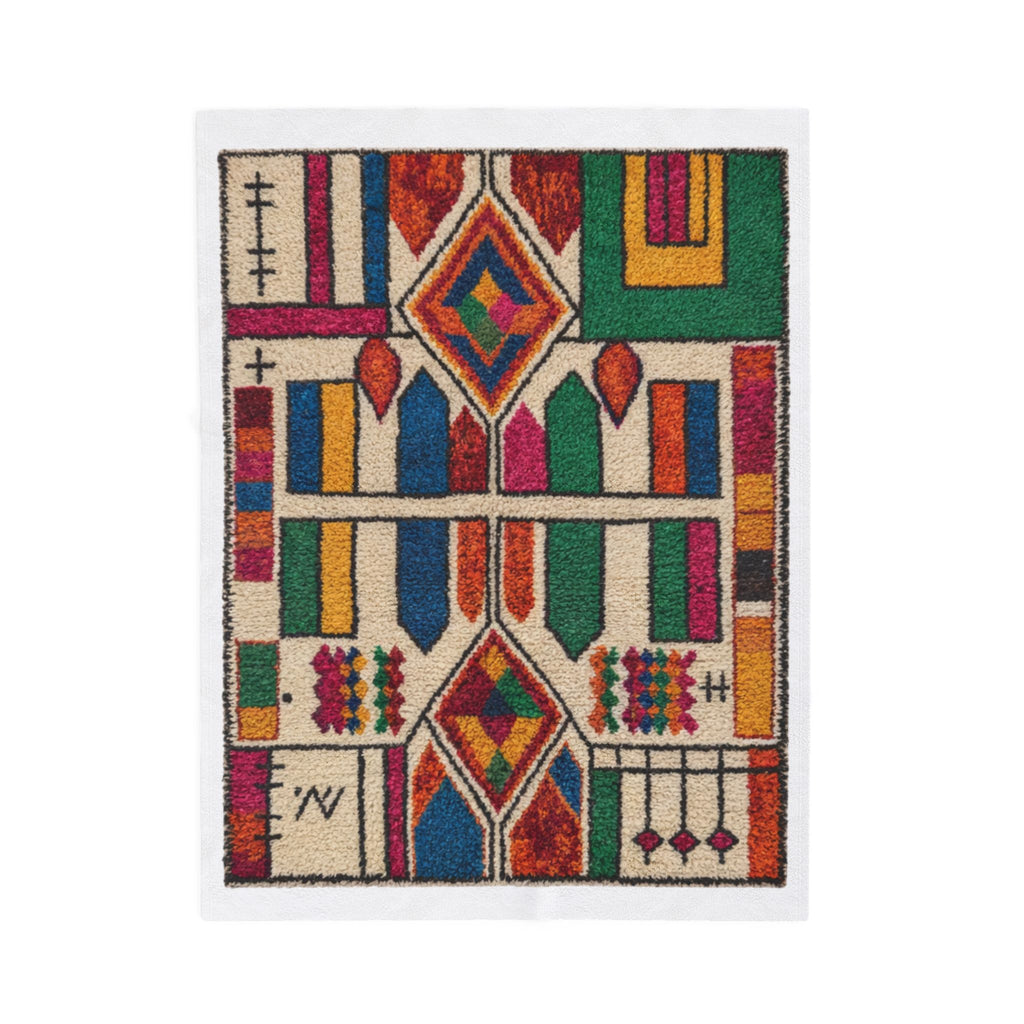 Colorful Geometric Moroccan Berber Pattern Blanket | Boho Kilim Design Throw