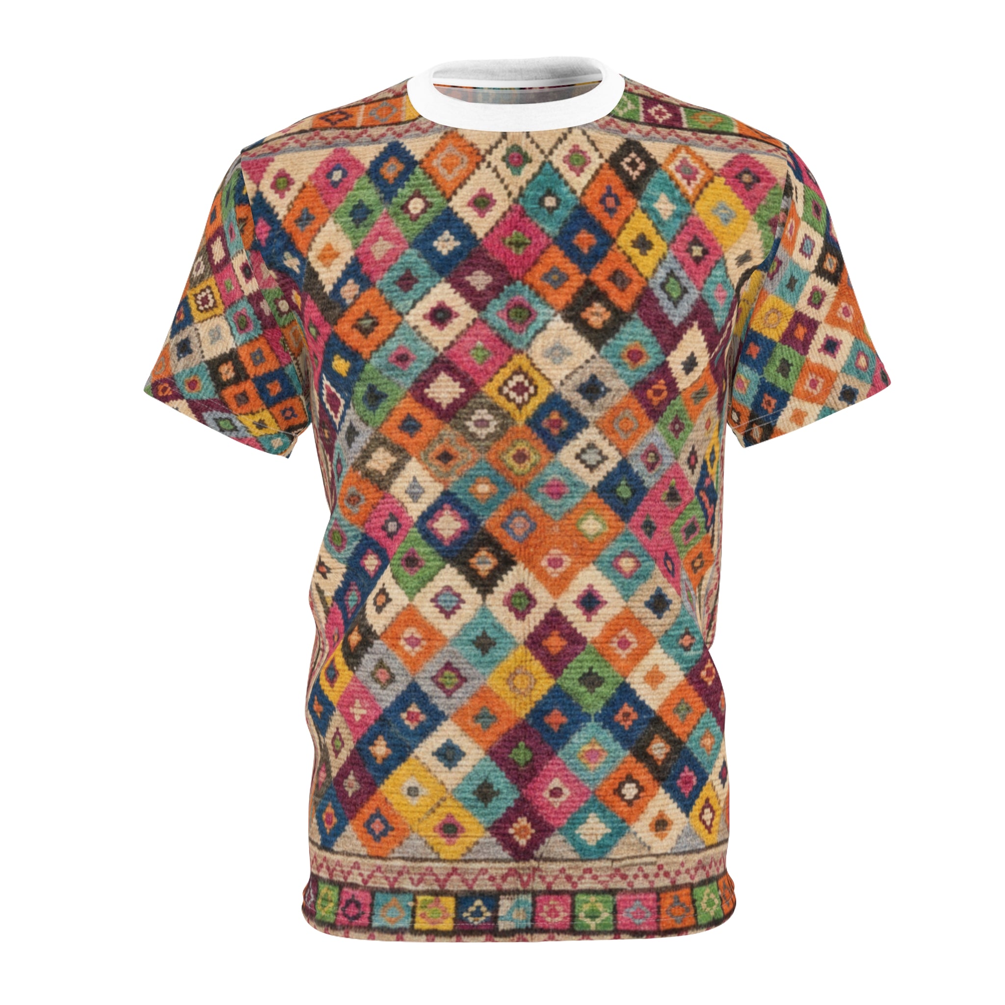 Colorful Diamond Kilim Pattern Tee | All-Over Print Shirt