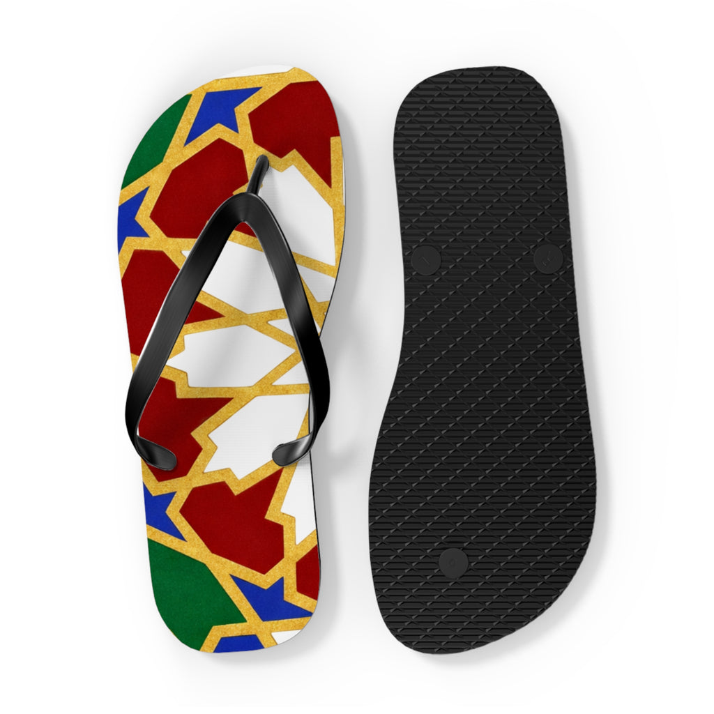Moroccan Tile Pattern Flip Flops | Colorful Geometric Sandals