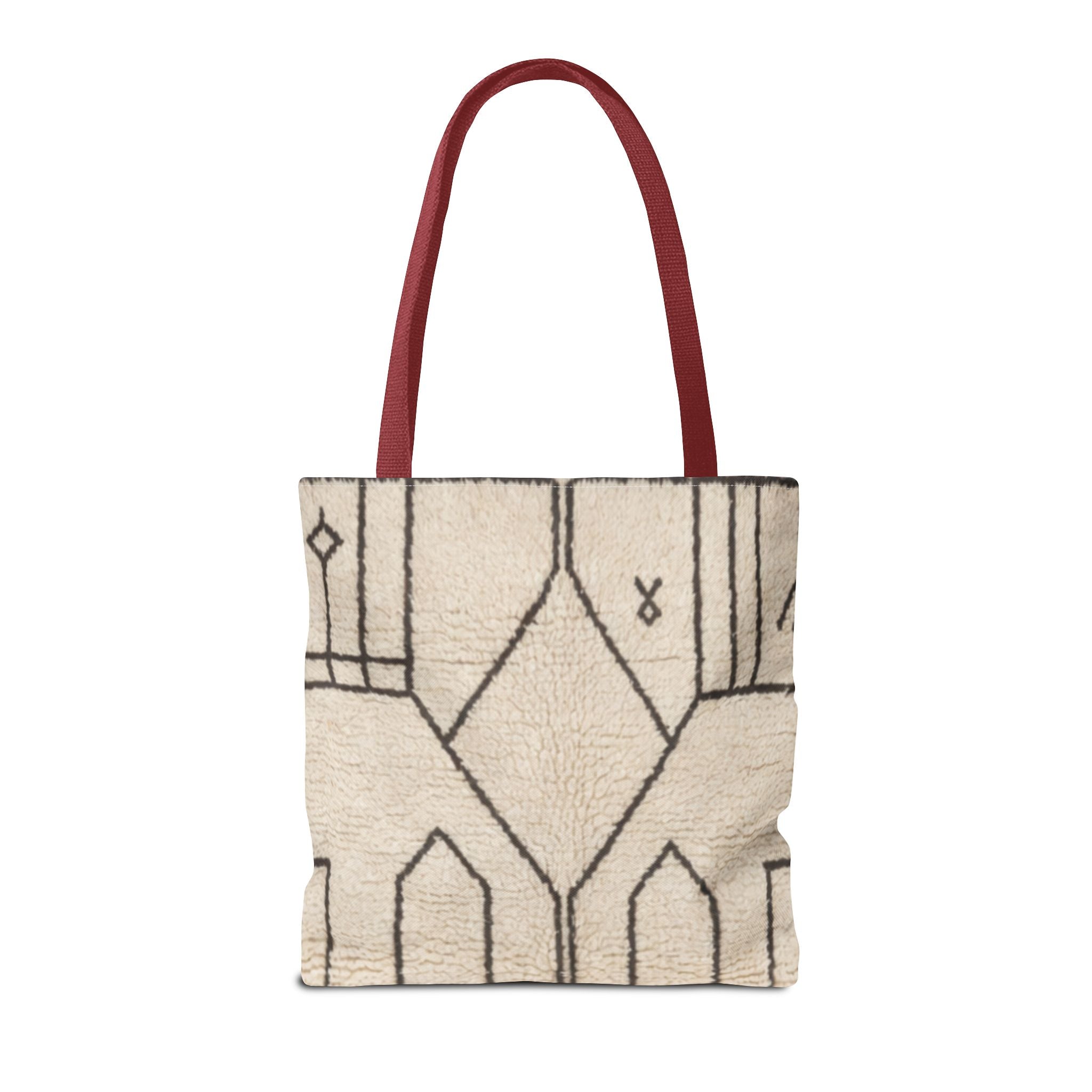 Neutral Geometric Diamond Pattern Tote Bag | Minimal Line Art