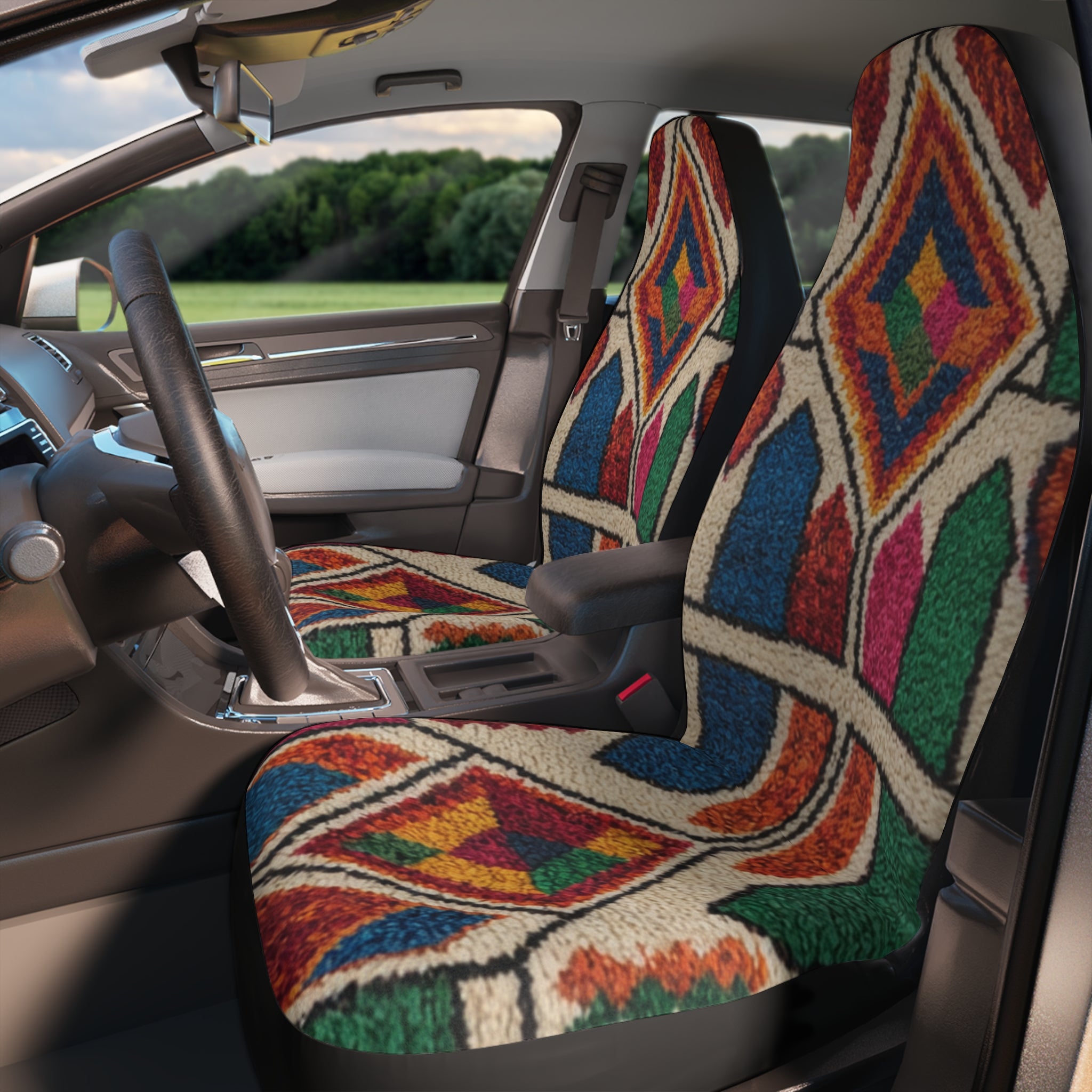Moroccan rug style Car Seat Covers | Polyester Print