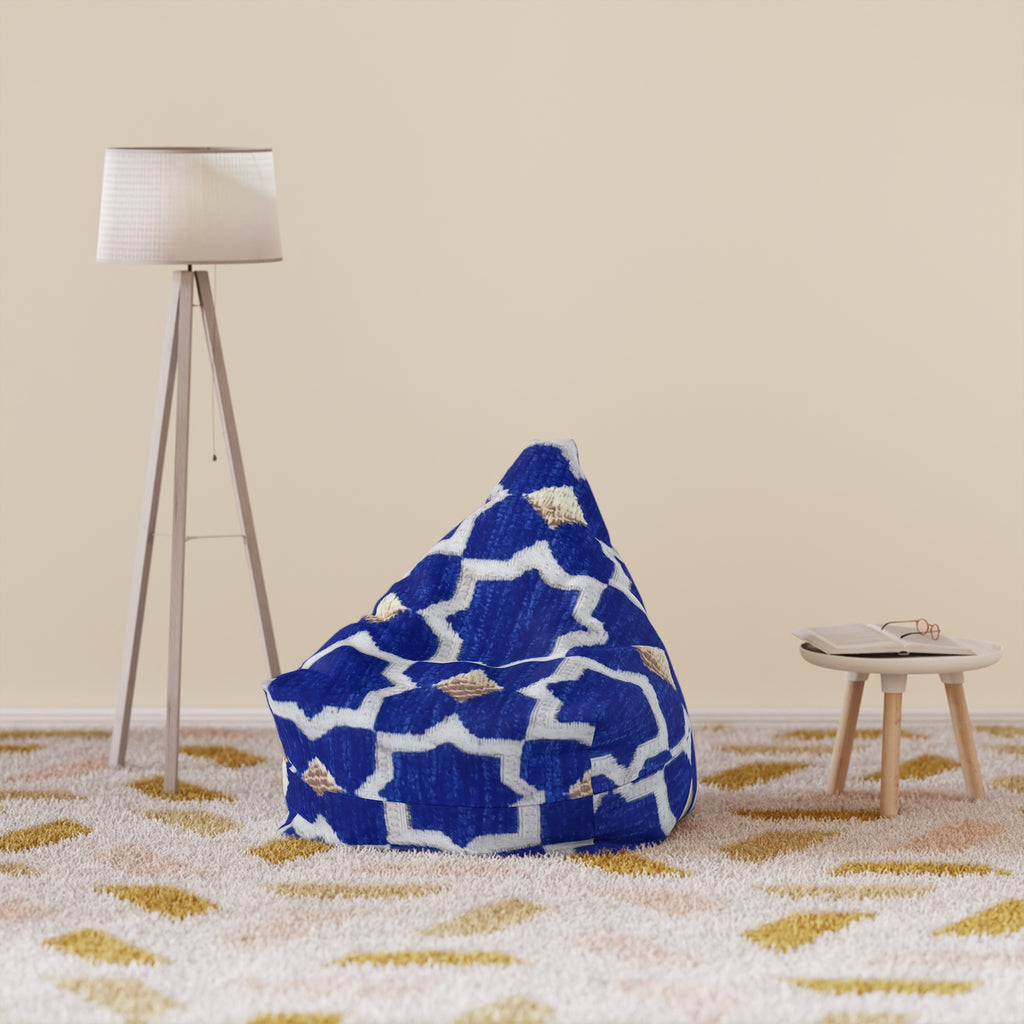 Blue Moroccan Tile Bean Bag Cover | Geometric Pattern