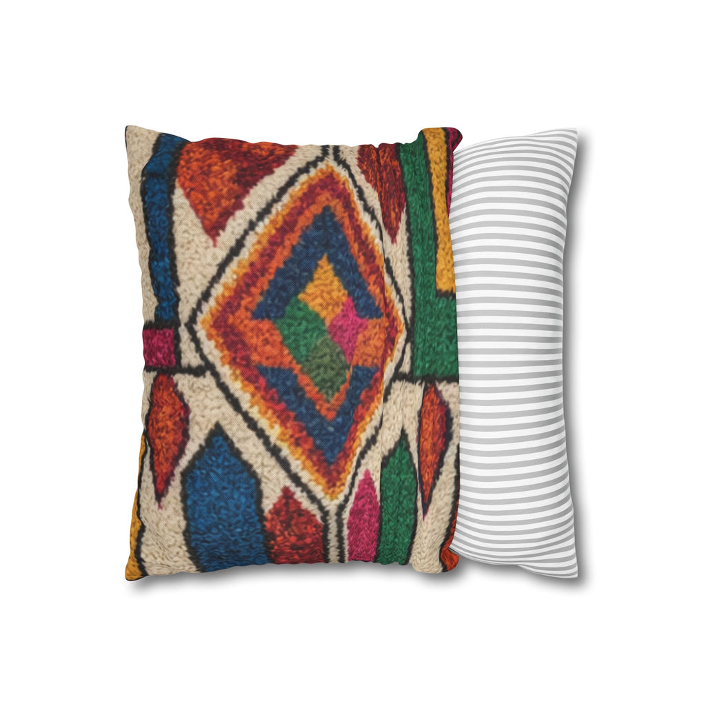 Moroccan Kilim Pattern Pillowcase Spun Polyester Square Pillowcase | Boho Geometric Throw