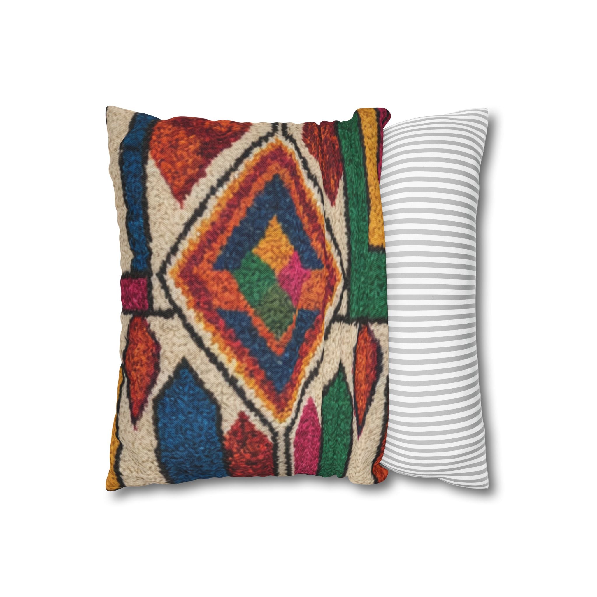 Moroccan Kilim Pattern Pillowcase Spun Polyester Square Pillowcase | Boho Geometric Throw