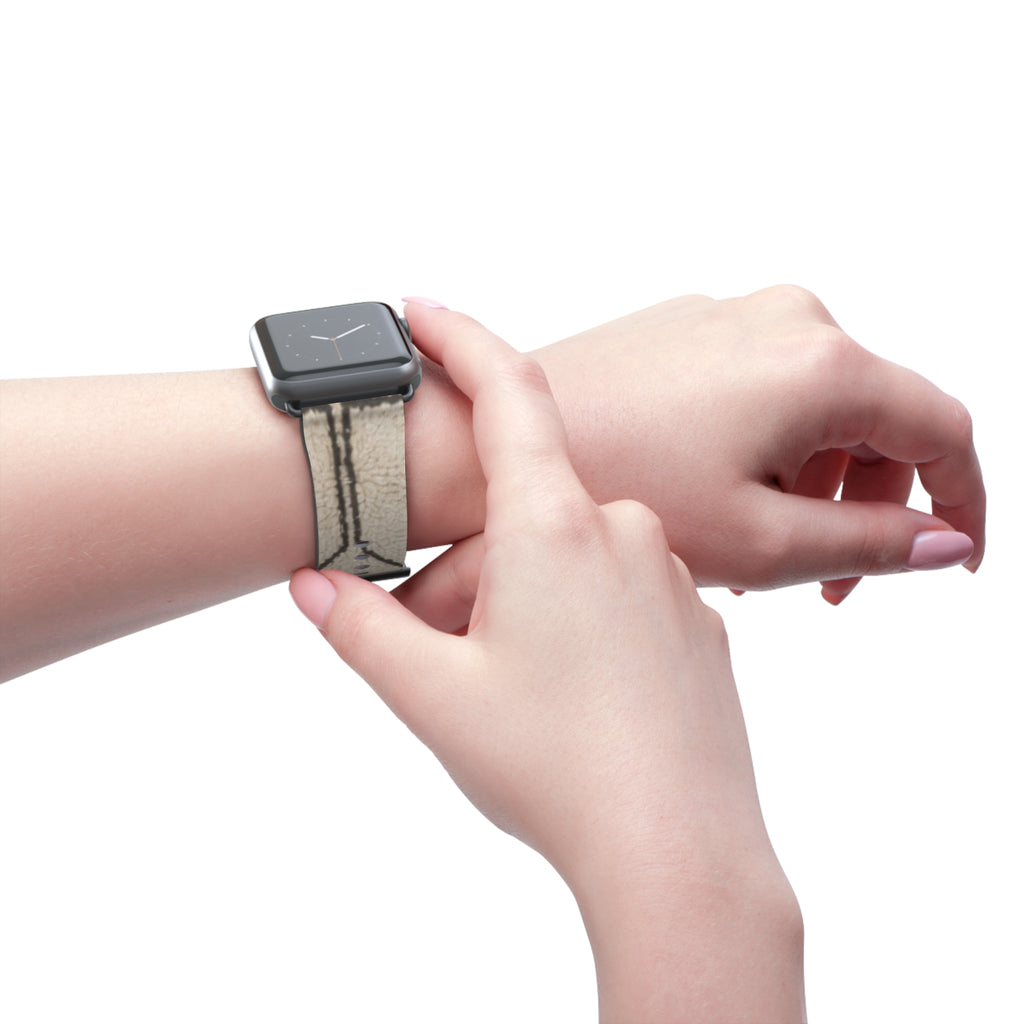Beige Geometric Moroccan Pattern Watch Band | Neutral Minimalist Leather Look