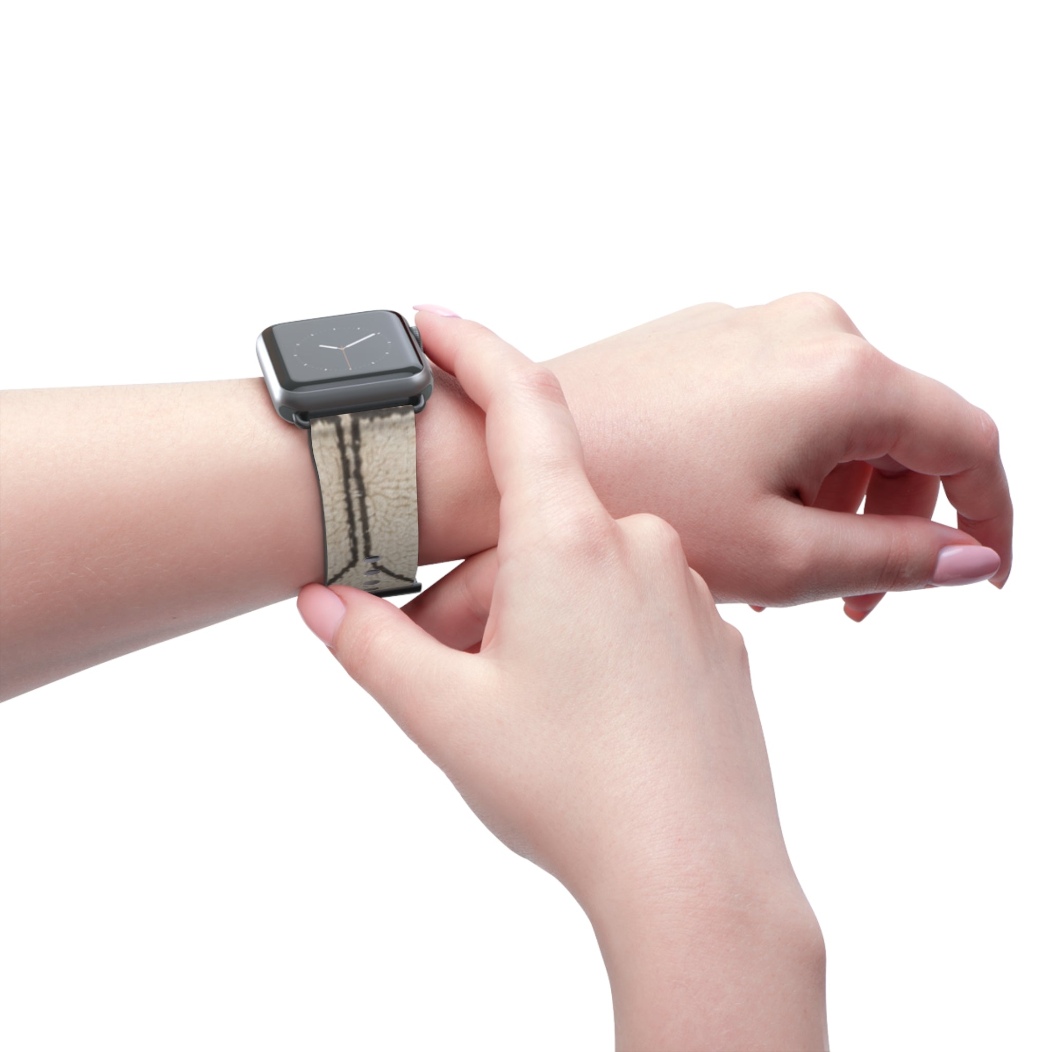 Beige Geometric Moroccan Pattern Watch Band | Neutral Minimalist Leather Look