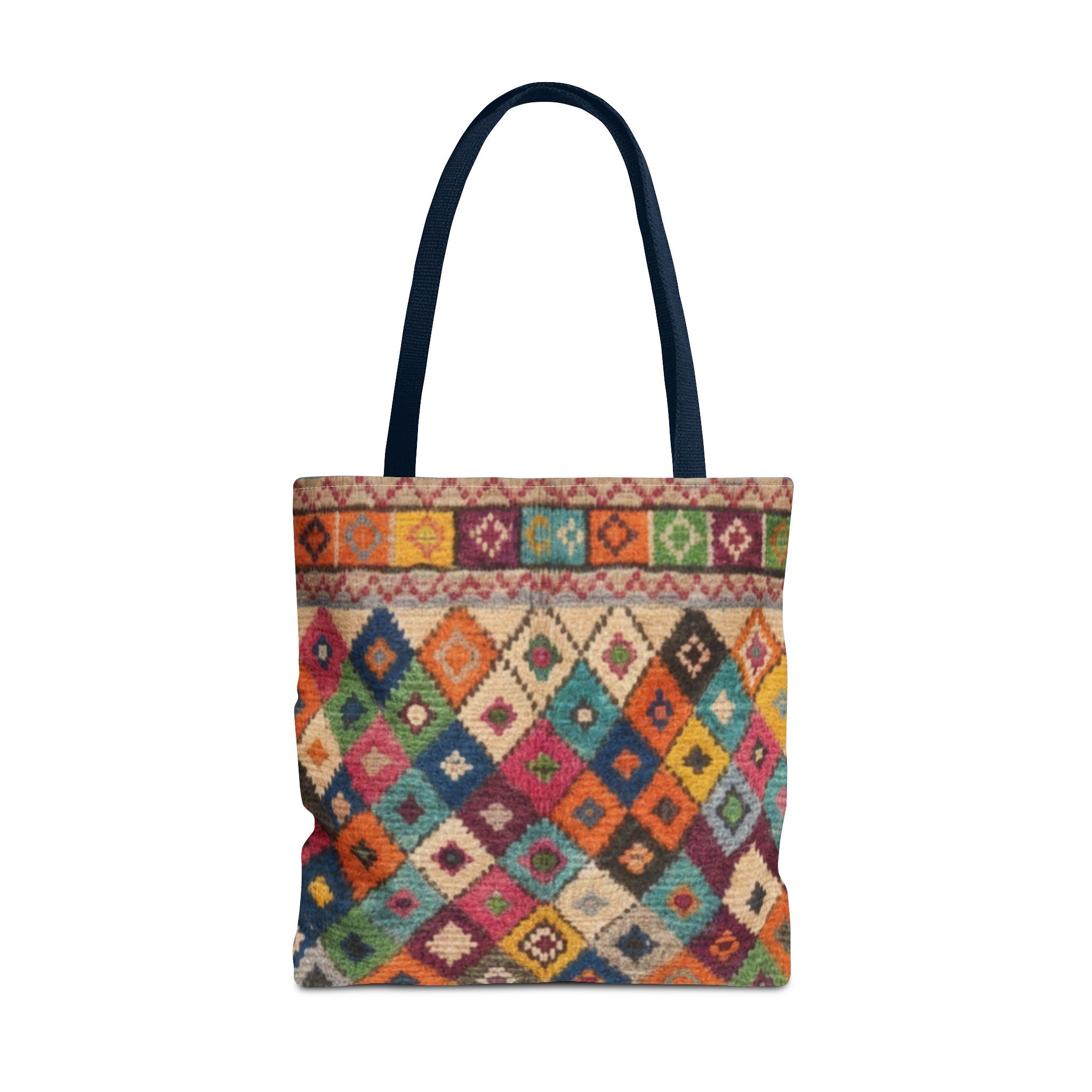 Colorful Kilim Diamond Pattern Tote Bag | Boho Tribal Aztec Shopper