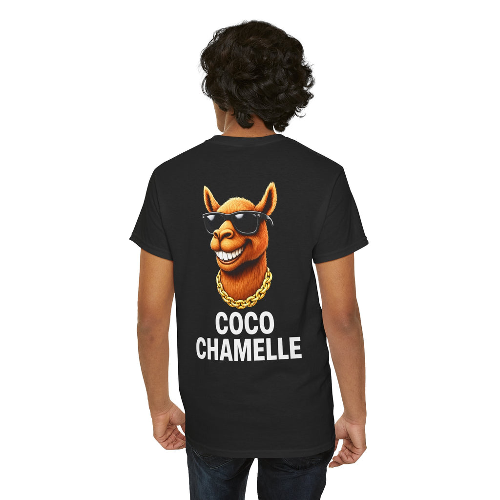 Coco Chamelle Tee Shirt - Cool Camel with Sunglasses & Gold Chain