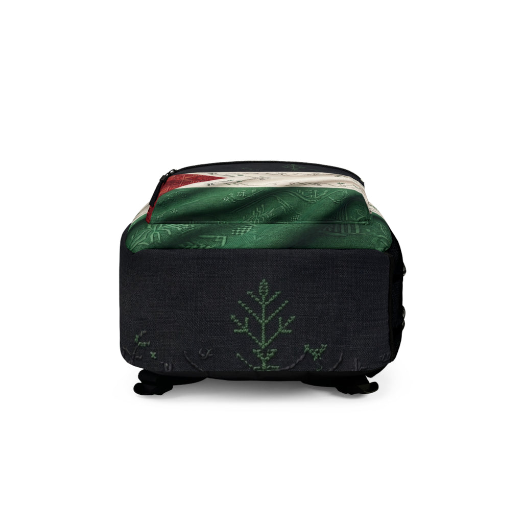 Palestine Flag Pattern Backpack | Vintage Map Motif, Green Red Black
