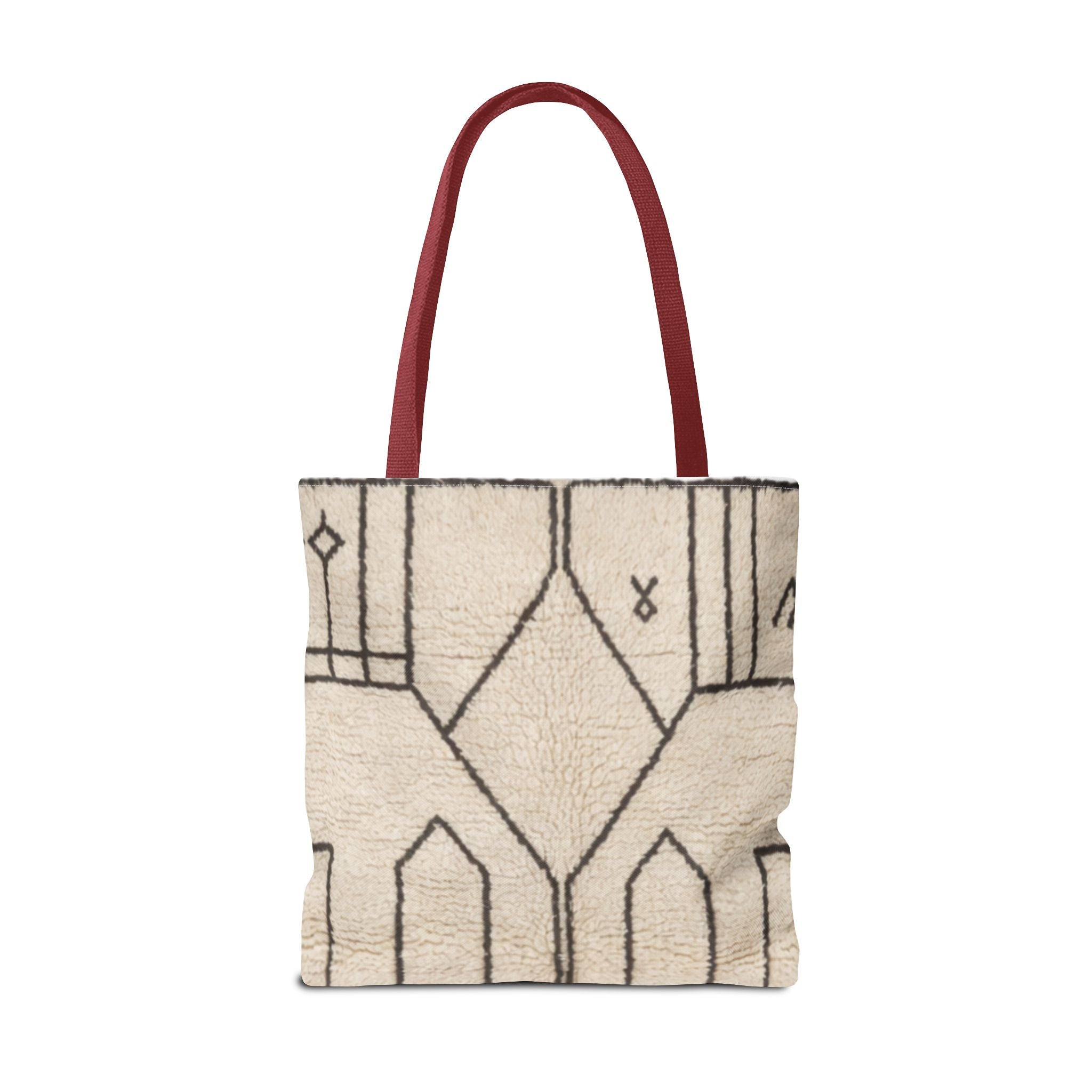 Neutral Geometric Diamond Pattern Tote Bag | Minimal Line Art