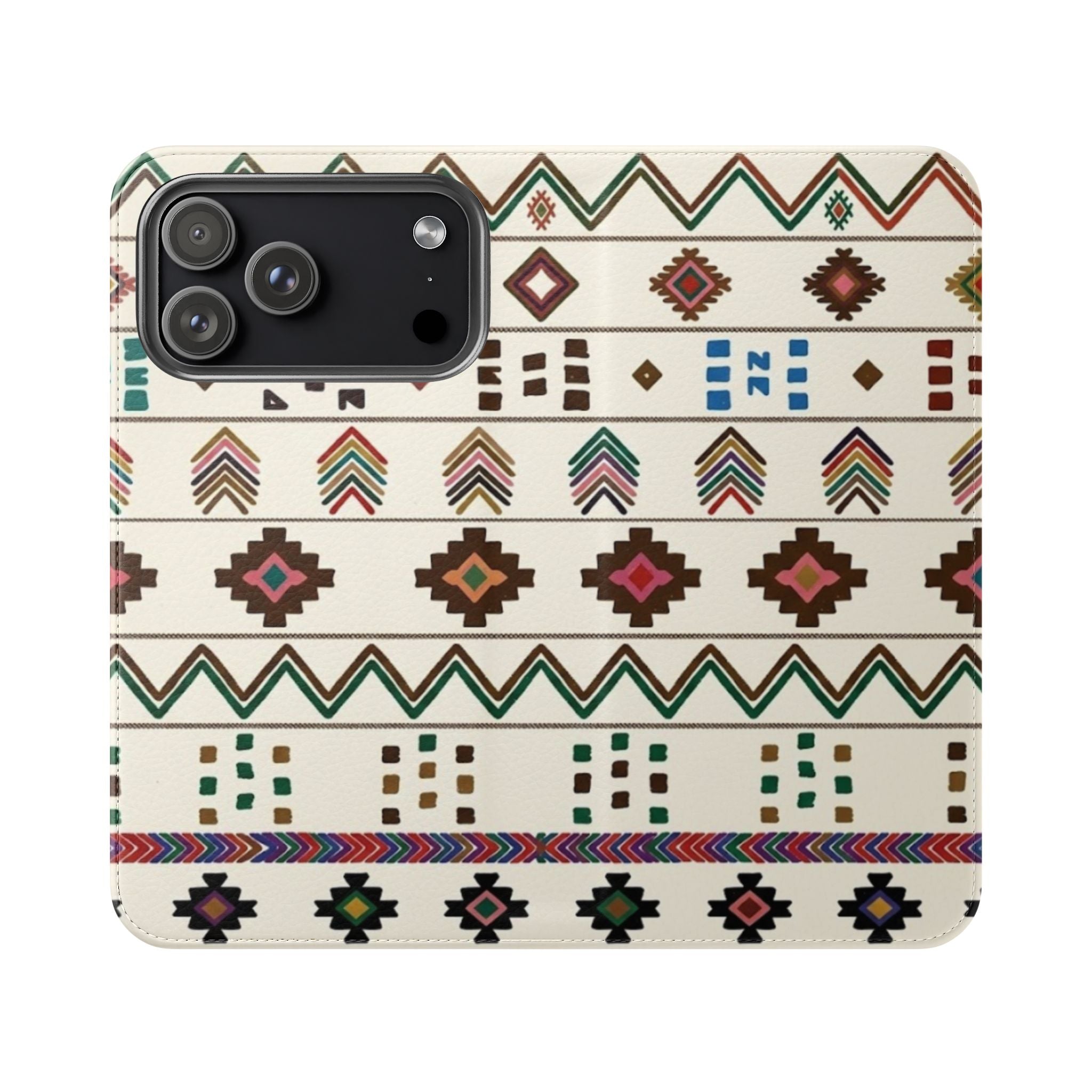 Southwestern Aztec Pattern Flip Case | Tribal Phone Wallet, Card Slots