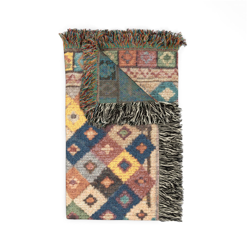 Bohemian Kilim Pattern Woven Blanket | Southwestern Geometric Throw