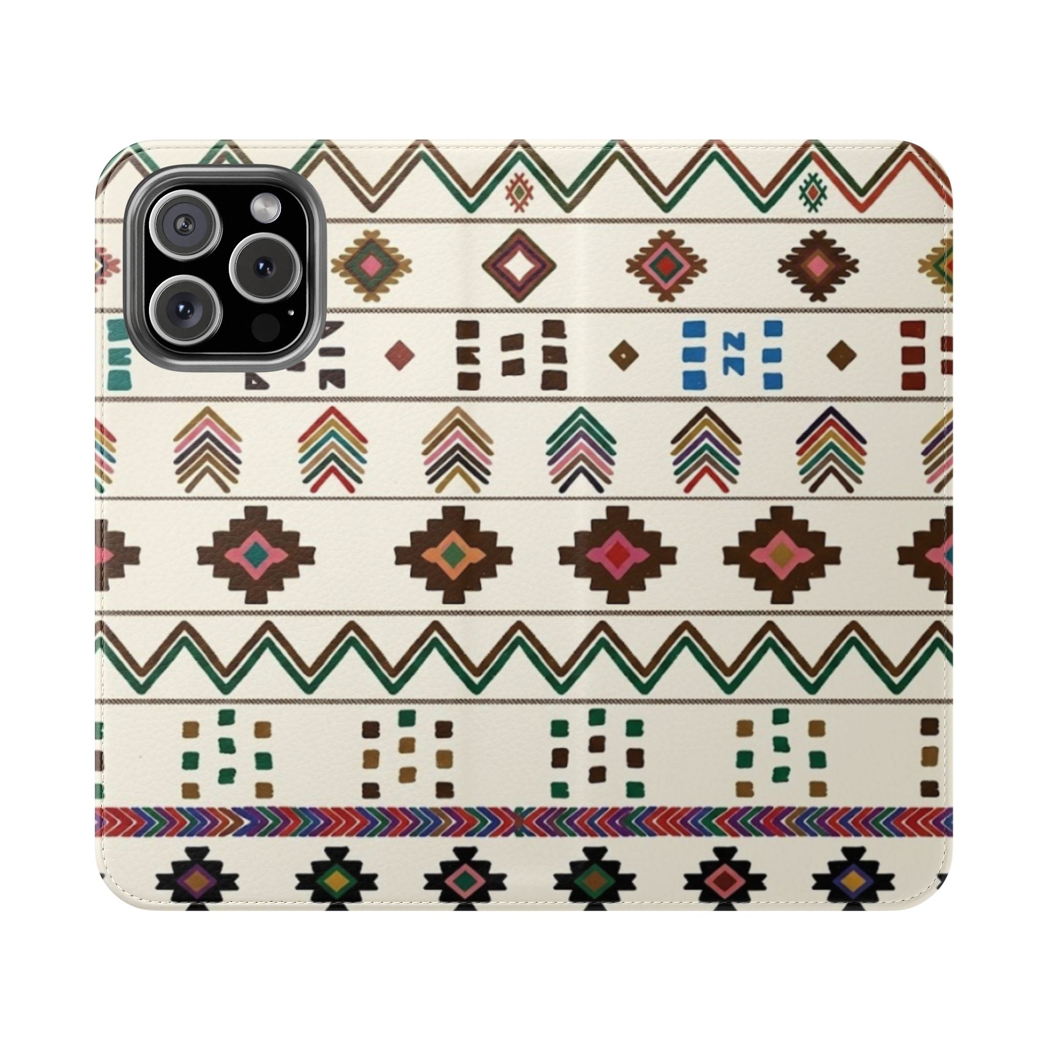 Southwestern Aztec Pattern Flip Case | Tribal Phone Wallet, Card Slots