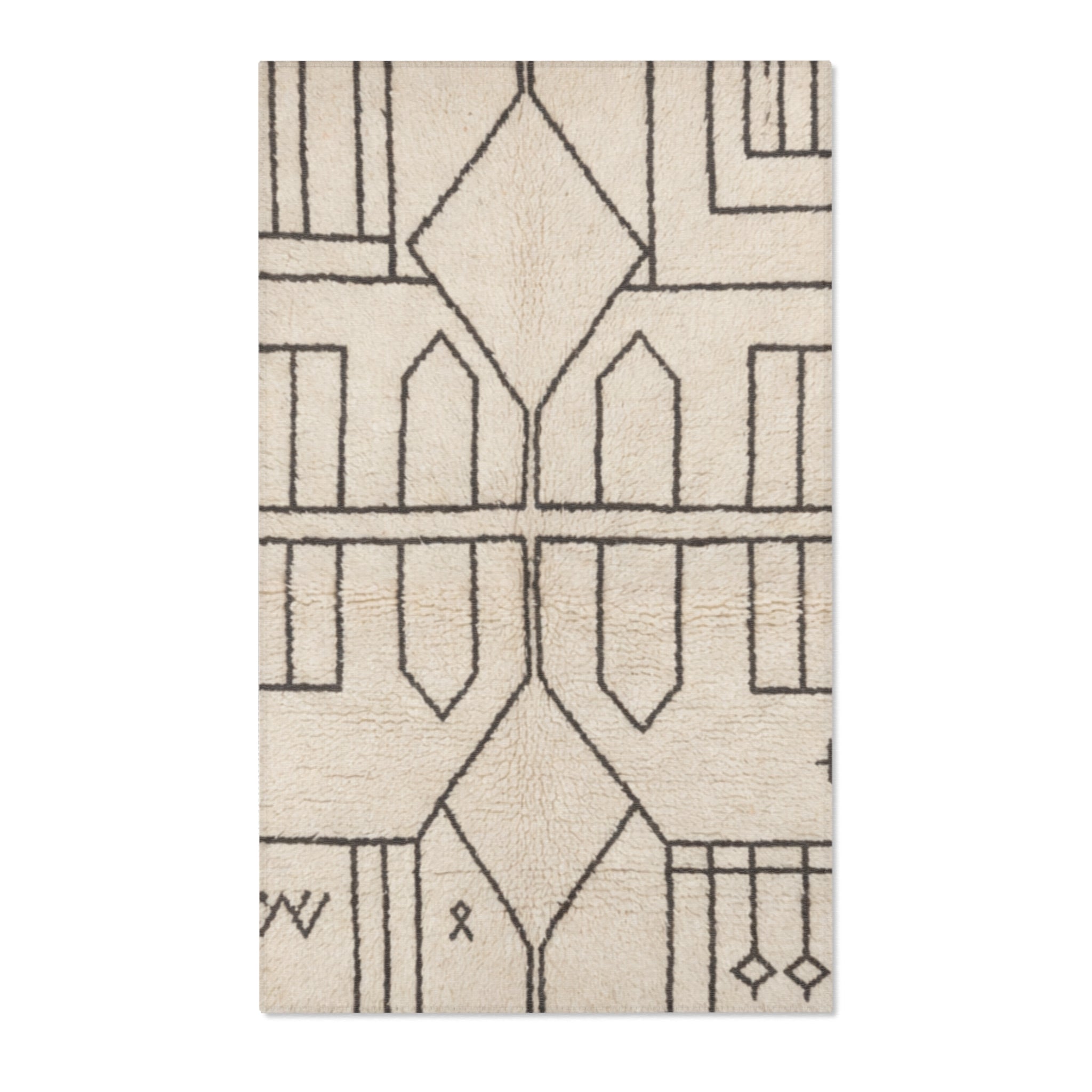 Geometric Moroccan Tile Area Rug | Neutral Boho Floor Decor
