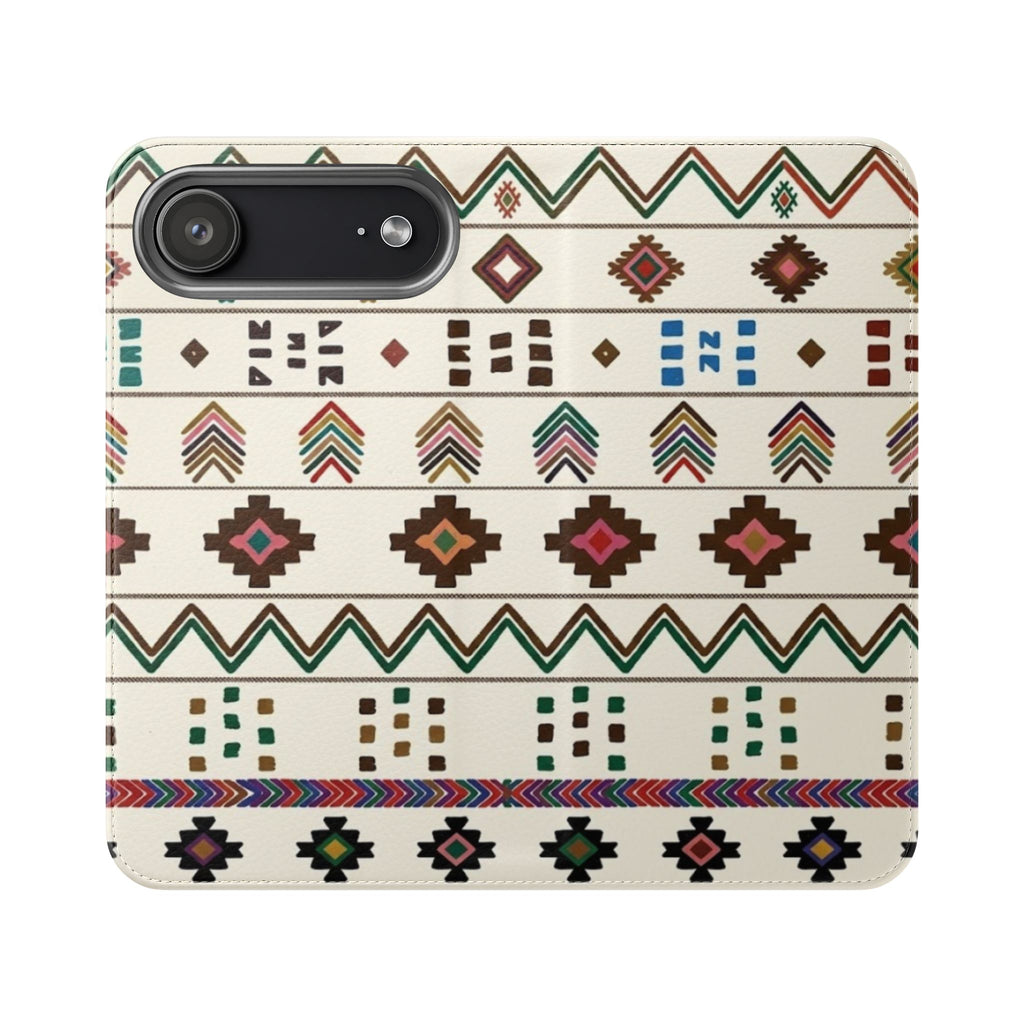 Southwestern Aztec Pattern Flip Case | Tribal Phone Wallet, Card Slots