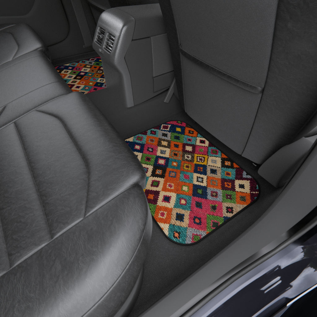 Colorful Kilim Diamond Pattern Car Mats | Set of 4