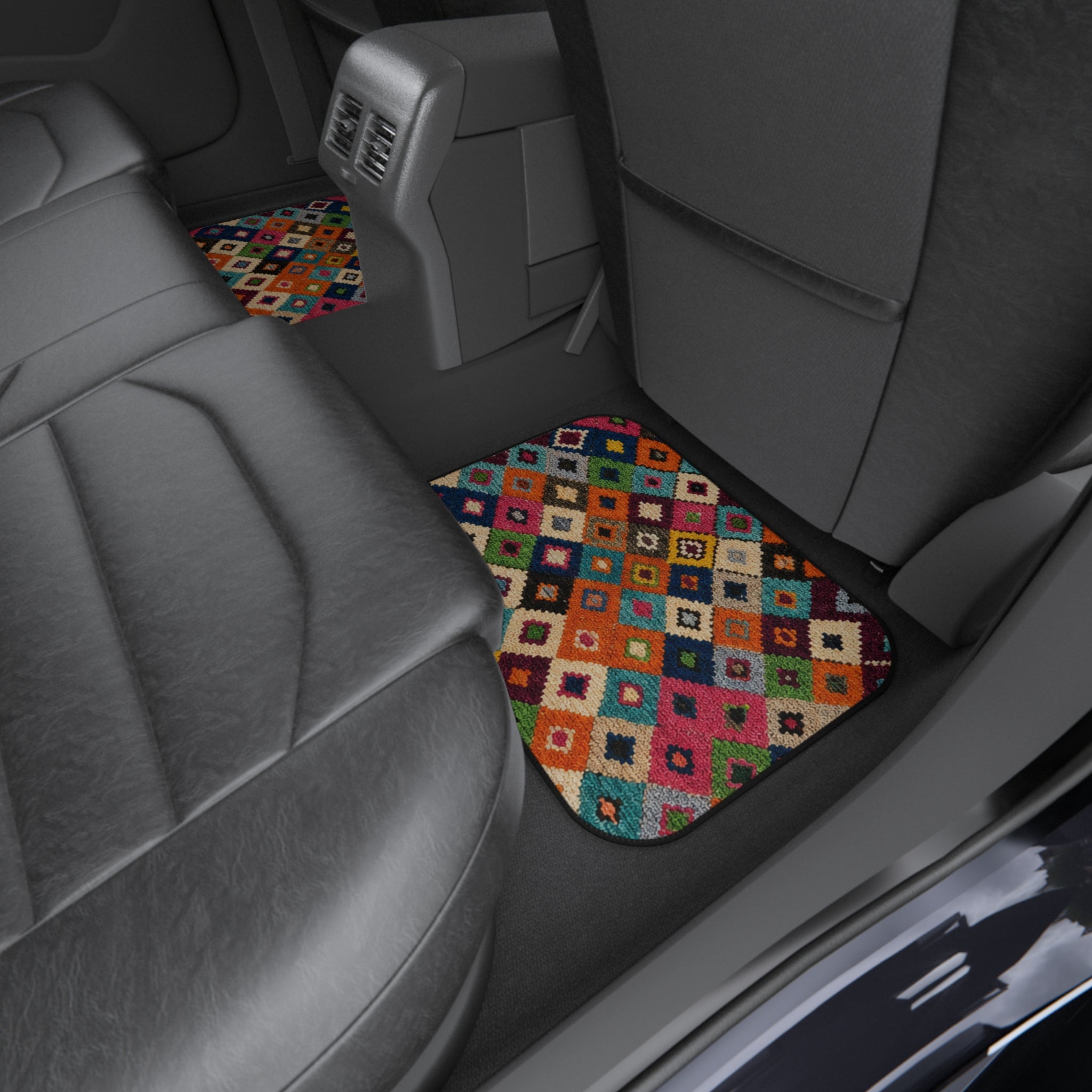 Colorful Kilim Diamond Pattern Car Mats | Set of 4